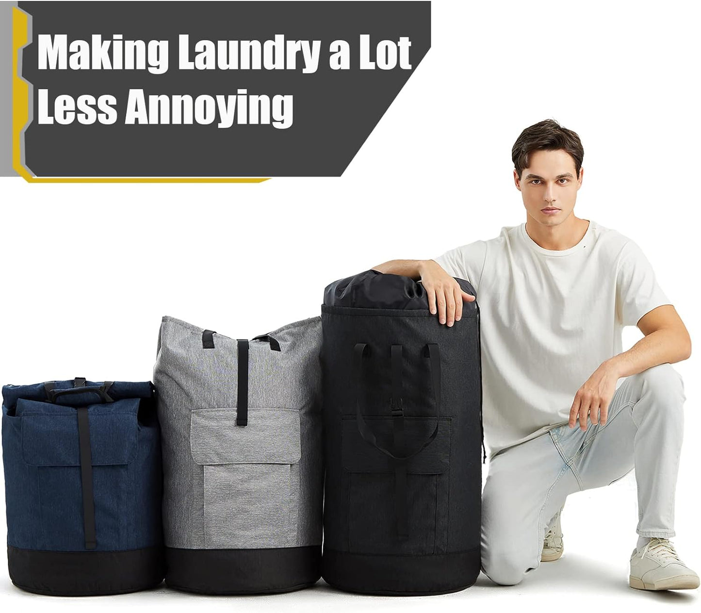 College Laundry Bag, 115L Extra Large Laundry Backpack with Shoulder Straps, Heavy Duty Backpack Laundry Bag, Large Laundromat Bag, Dorm Laundry Bags for Travel, Laundromat, Apartment, Beach, Camping