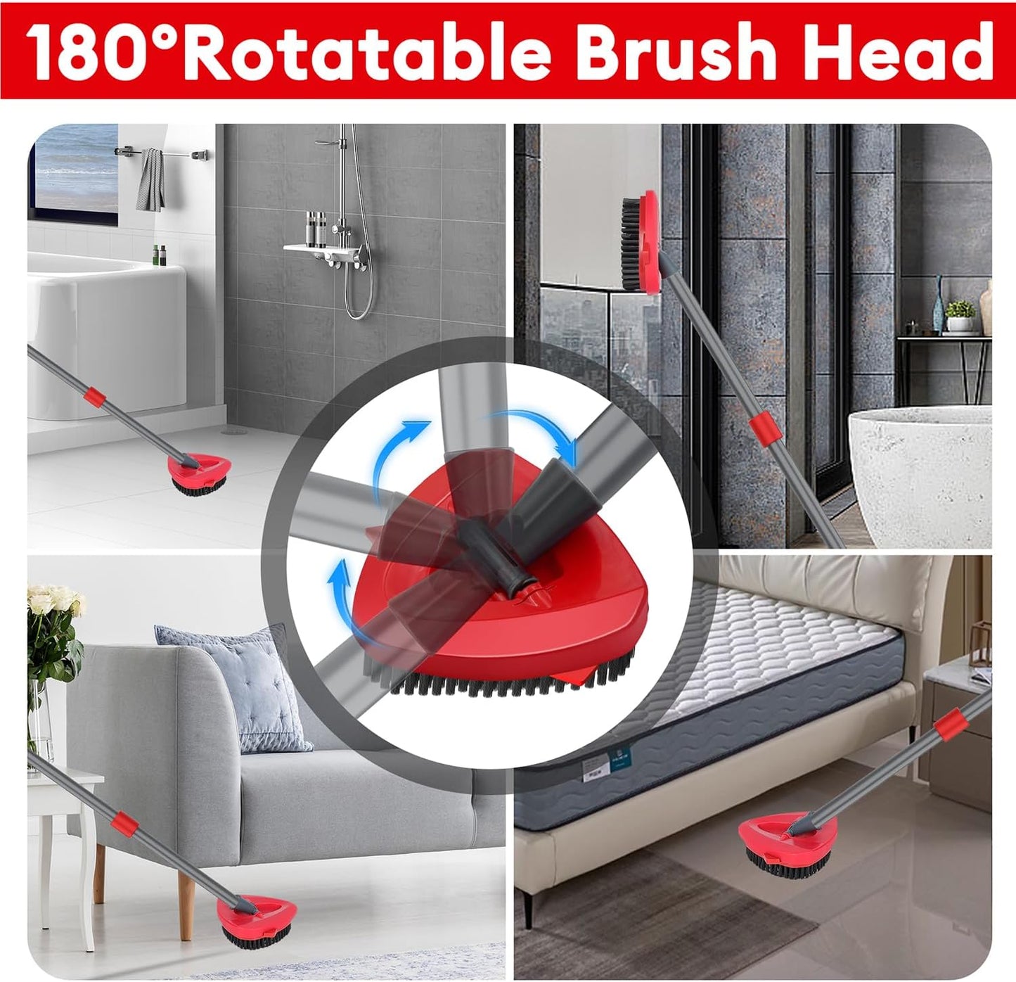 2 Pack Upgraded Spin Mop Replace Head Compatible with O Cedar EasyWring 1 Tank, Strong Cleaning Power-Scrub Brush Replacement Scrubber Head Great for Kitchen, Deck, Bathroom, Shower, Hard Floor