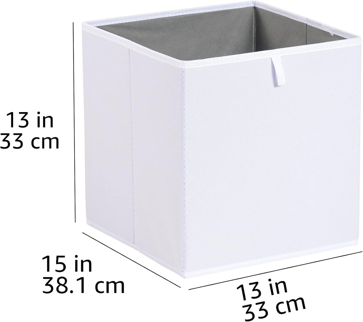 Amazon Basics Cube Organizer Bins, Collapsible Storage Baskets for Shelves, White, Pack of 6, 13x15x13"