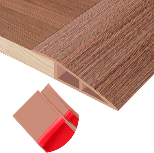 Floor Transition Strip Self Adhesive Vinyl Door Threshold for Doorways Carpet Edging Trim Overlap Edge Reducer for Laminate Floor, Carpet, Tile (Light Brown Wood Grain, 1/5" to 2/5", 10Ft)