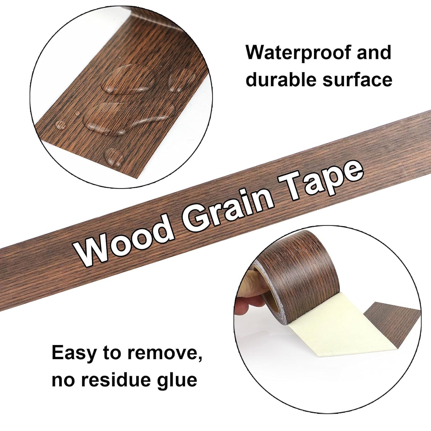 BOMEI PACK Wood Grain Repair Tape,Self Adhesive Repair Patch for Furniture, Floors, Cabinets, Windows, Doors, RV, Home Decor and DIY Projects (1, Walnut)