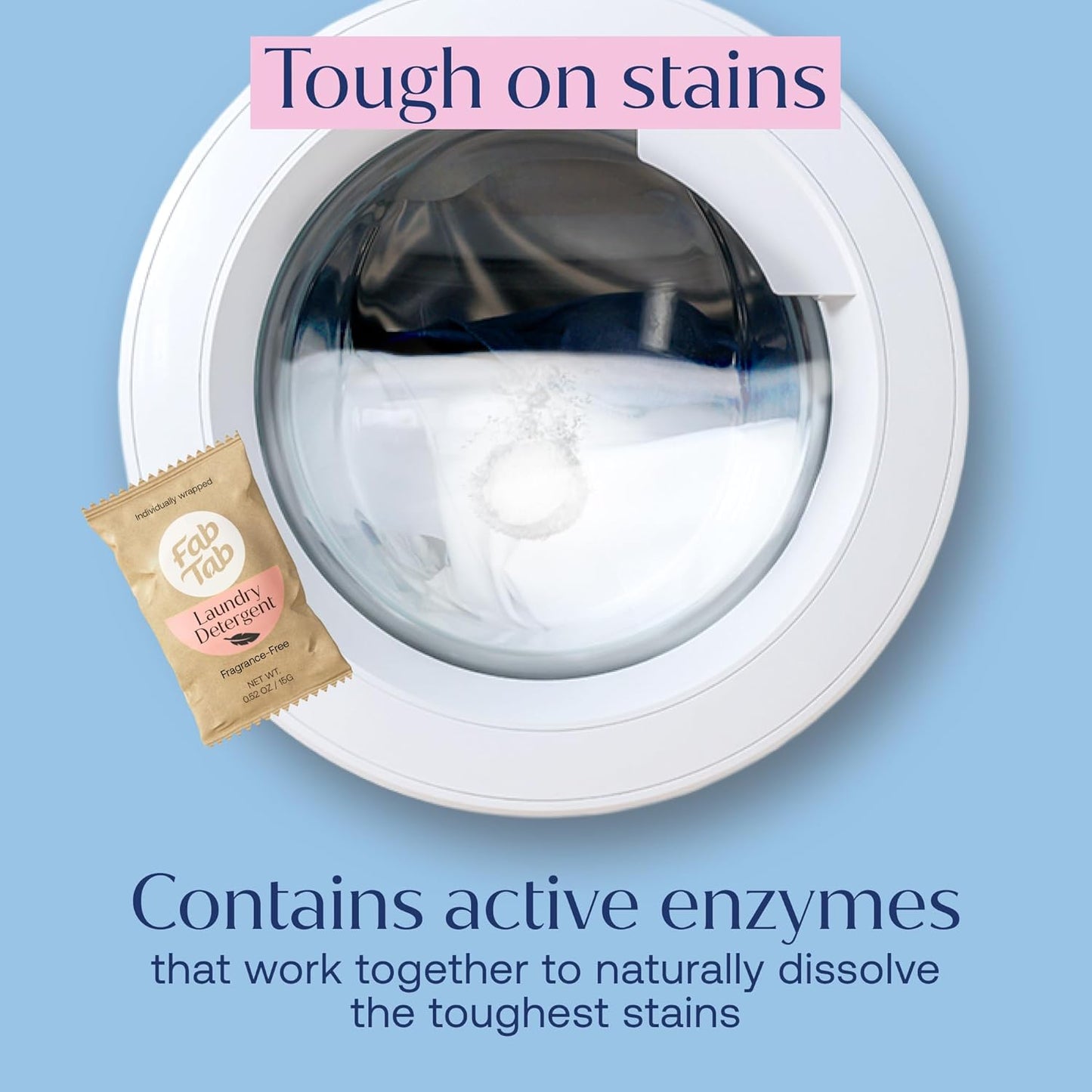 Fab Tab Laundry Detergent Tablets, Plant-Based Formula, Removes Tough Stains, Plastic-Free Alternative to Pods, All Washing Machines (30 Count, Unscented)
