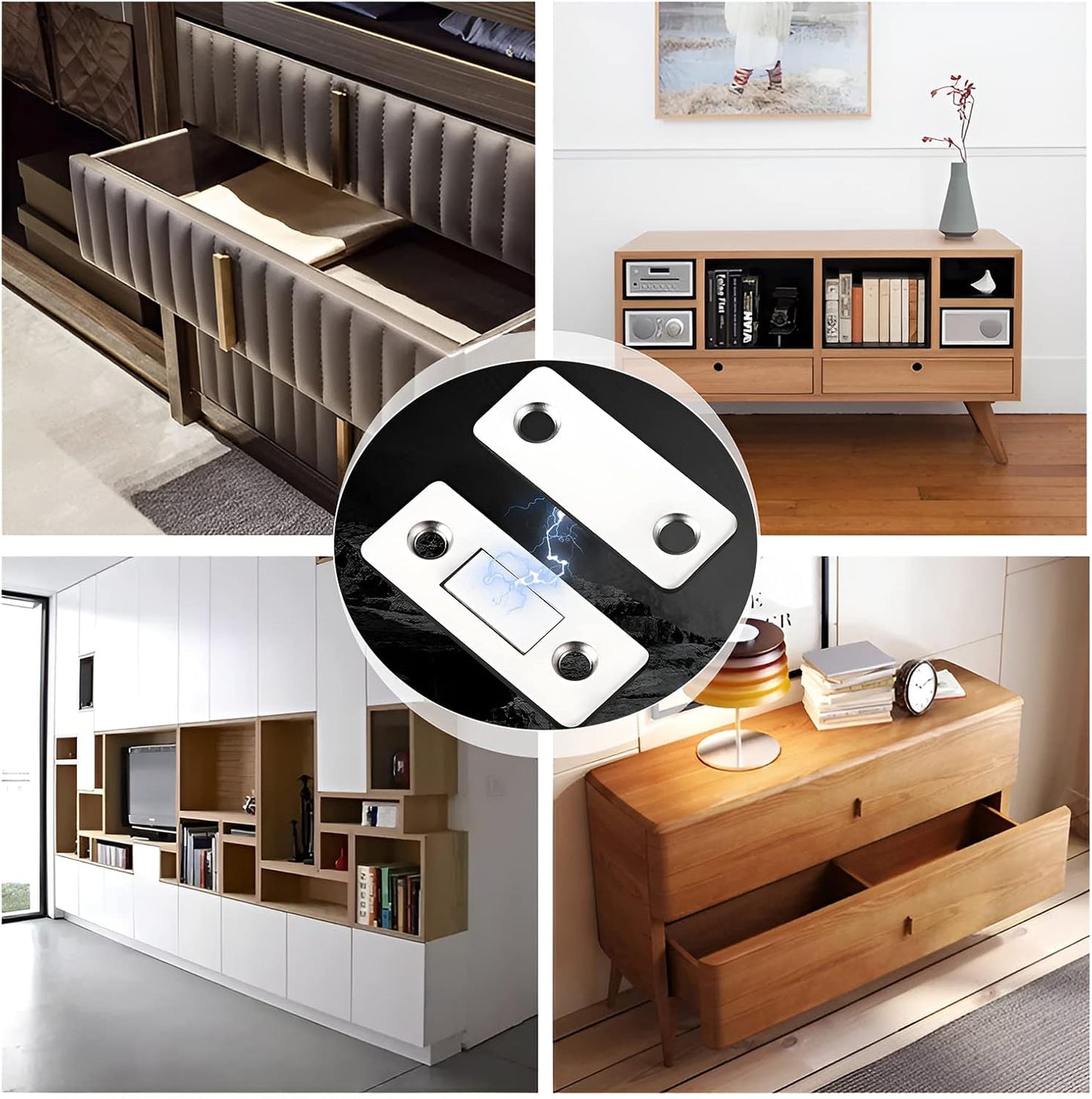 Cabinet Magnetic Catch, 10 Pack Ultra Thin Magnetic Cabinet Door Catch, Adhesive Cabinet Magnets for Kitchen Drawer Cabinet Door Closet, Concealed Strong Magnetic Cabinet Latch