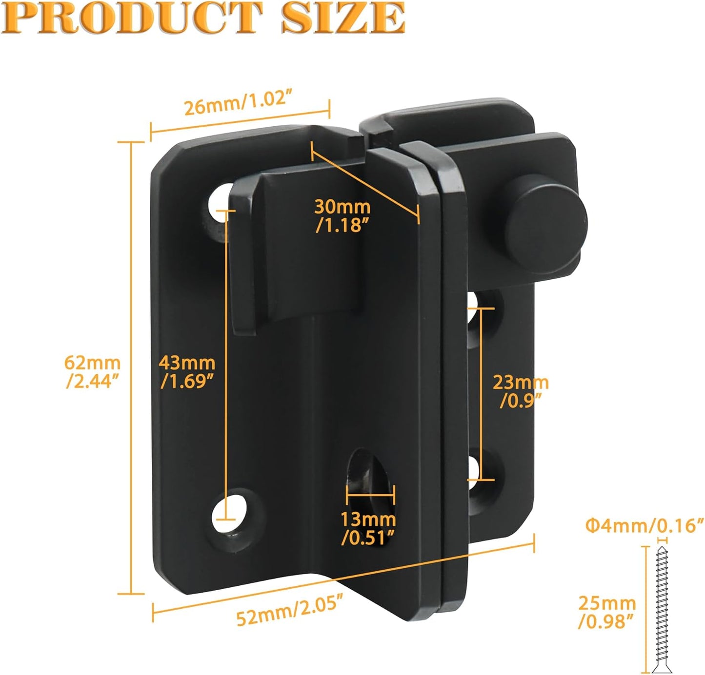 Alise Flip Latch Gate Latches Slide Bolt Latch Safety Door Lock Catch for Barn Cabinet Pet Cage Garden Bathroom Garage Window Sliding Door,Heavy Duty Stainless Steel Matte Black,MS3006R-B