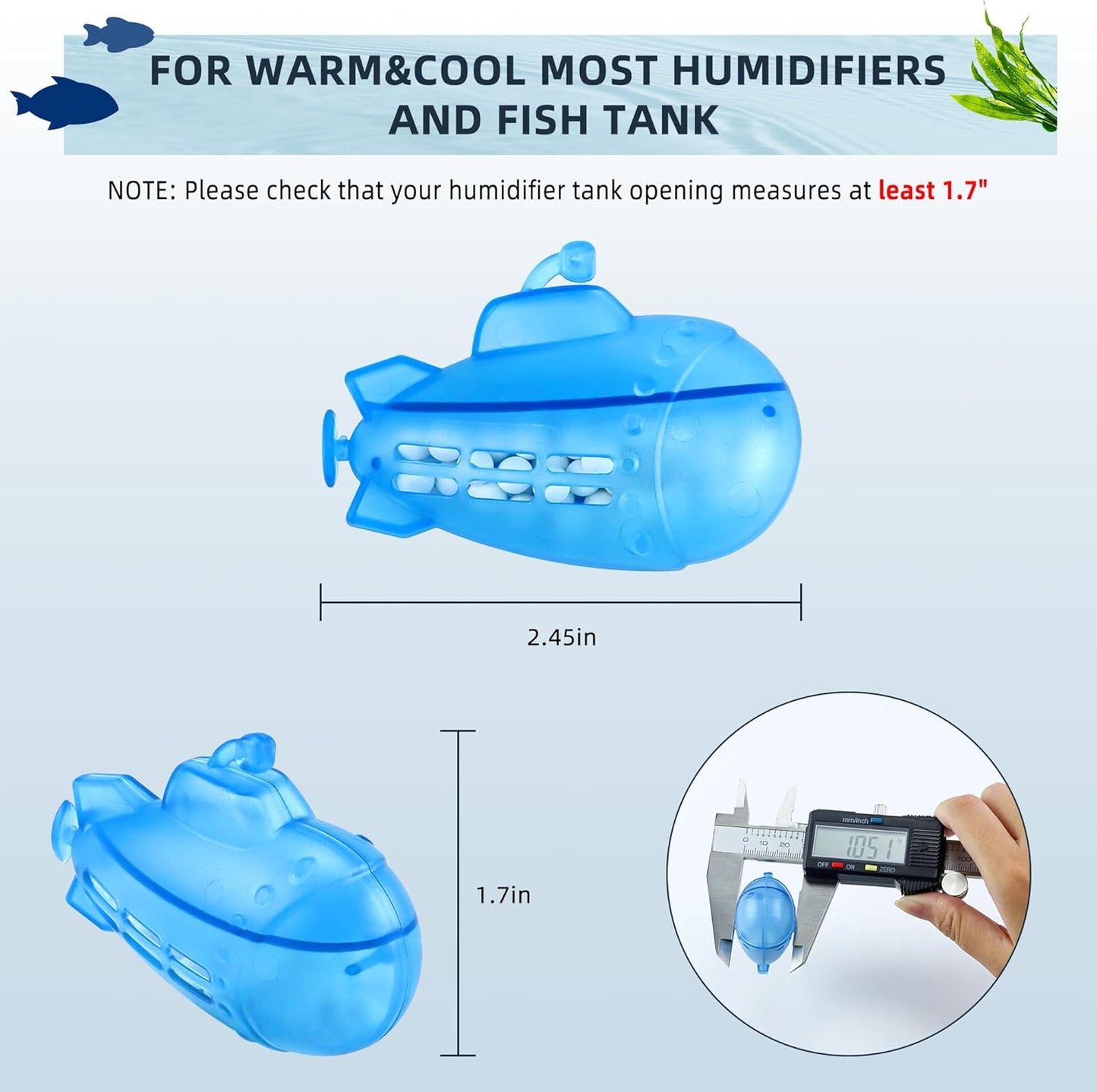 AMI PARTS Humidifier Cleaner Float Submarine for Warm&Cool Most Humidifiers and Fish Tank, Purifie Water, Soften Hard Water, Prevents Hard Water Build-Up, Universal Humidifier Tank Cleaner (6 Pack)