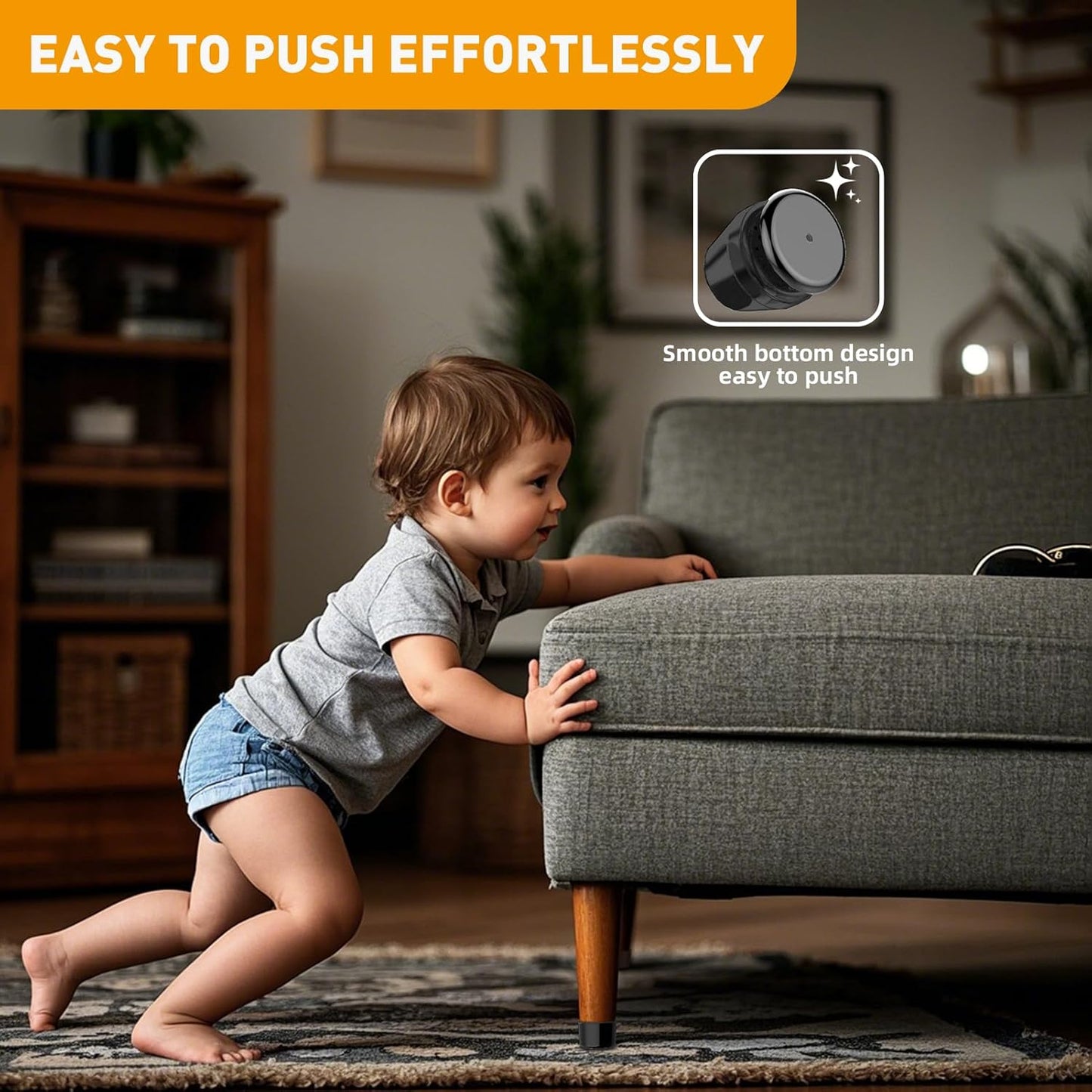 Furniture Sliders,16 PCS Chair Leg Sliders for Carpet, Furniture Movers Sliders, Carpet Chairs Furniture Glides, Floor Protectors, Carpet Moving Sliders Easily Move.(Black, Fit:1.62-2").