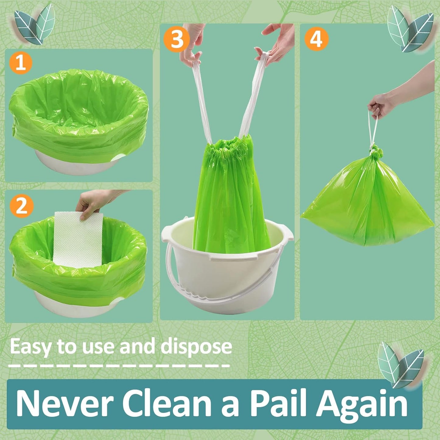 Commode Liners for Bedside Commode Vanilla Scented 100pcs Disposable Bags Universal Fit Most Standard Toilet Chair Bucket