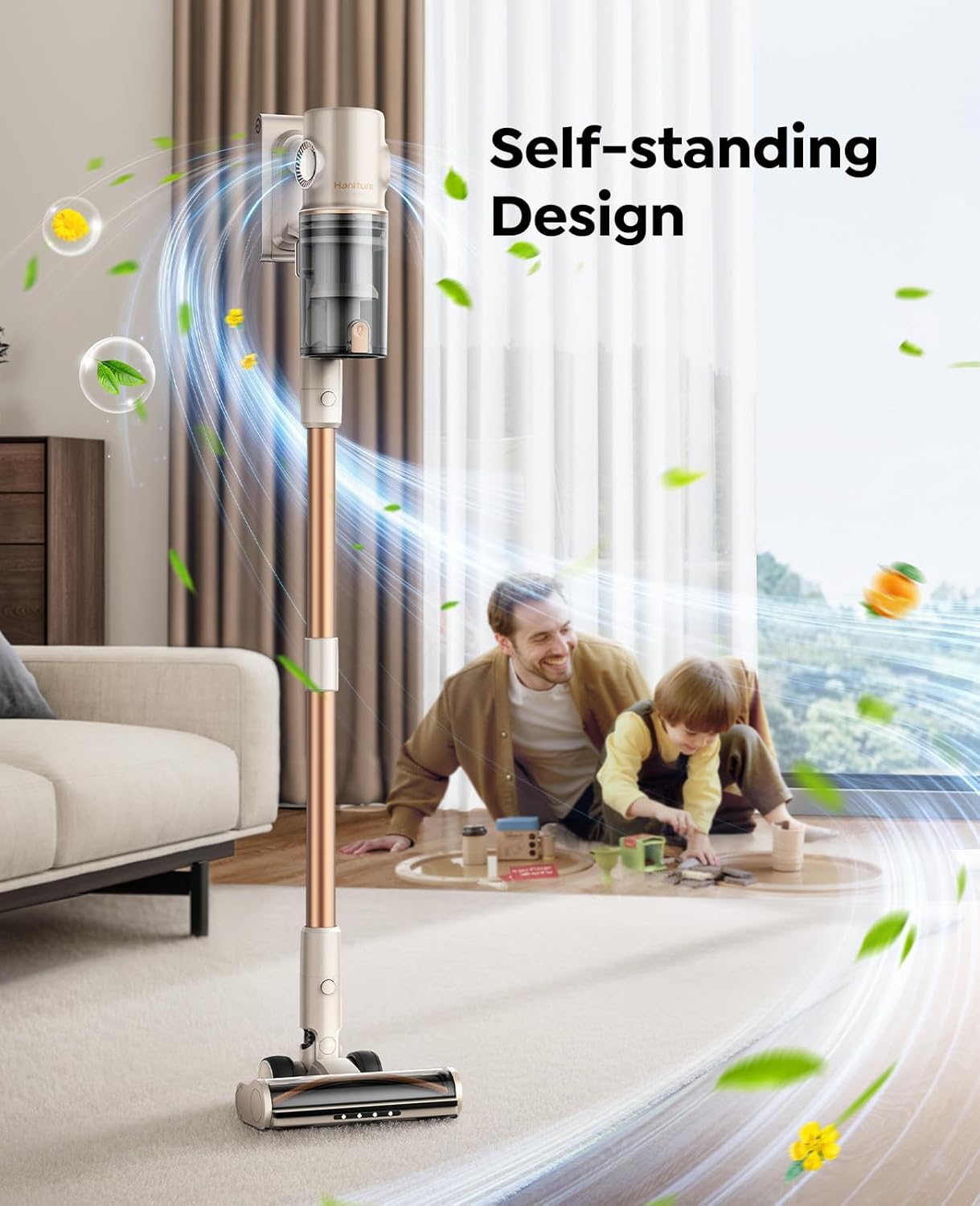 Cordless Vacuum Cleaner,80Mins/50kpa Vacuum Cleaners for Home,Stick Vacuums with Self-Standing,Touch Screen,LED Headlights, Anti-tangle,Rechargeable,Lightweight,for Carpet,Hard Floor, Pet Hair(P7 Pro)