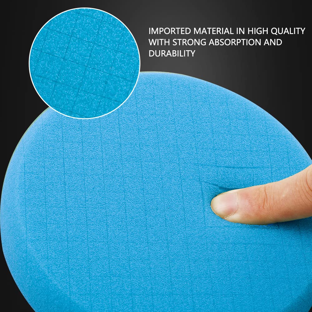 Blue Polish Pad, Buffing Polishing Pads, SPTA 1Pc 6.5 Inch Face for 6 Inch 150mm Backing Plate Compound Buffing Sponge Pads for Car Buffer Polisher Compounding, Polishing and Waxing -FPTSS6B