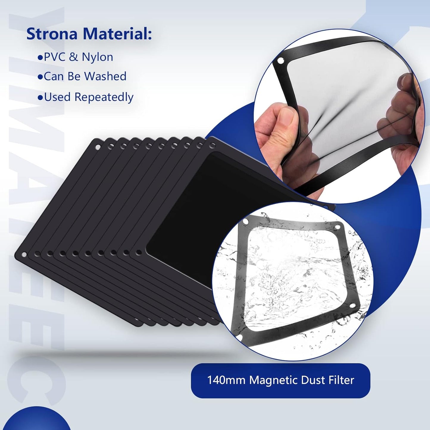 Dust Filter PC 140mm for Computer Cooler/PSU/Routers Nylon 80 Mesh, Magnetic Frame PC Fan Dust Mesh PC Cooler Filter Dustproof Computer Fan Grills (Nylon, 140 * 140mm, 10pcs, Black)