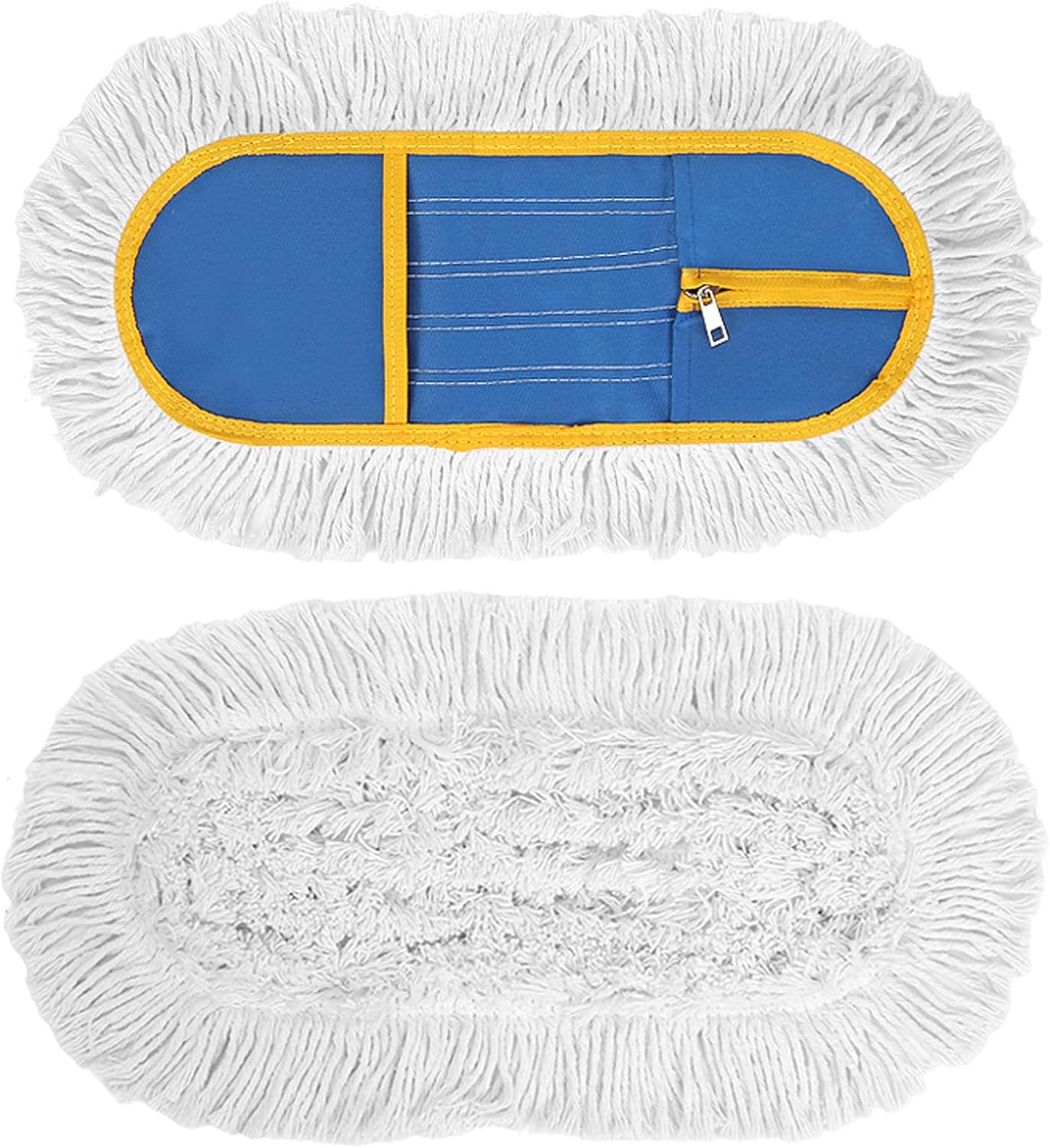 16 Inch Commercial Dust Mop Replacement Heads, 2 Pack Heavy Duty Industrial Cotton Mop Refill Pads Washable for Hardwood Vinyl Laminate Floors Kitchen Warehouse Courtyard Cleaning,Blue