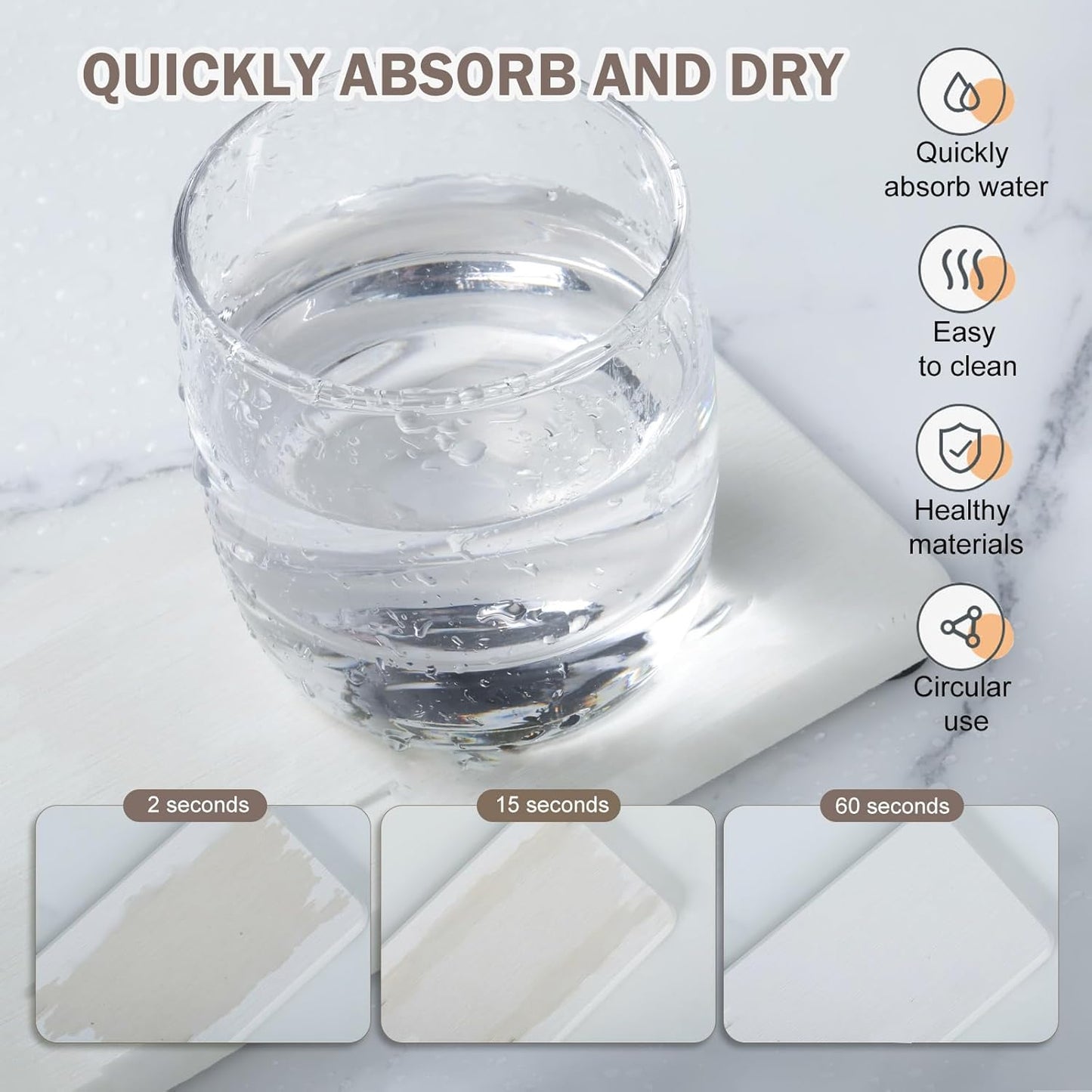 6PCS Stone Drying Tray for Bathroom Counter, Fast Drying Diatomite Stone Sink Tray, Water Absorbing Coaster for Kitchen Sink, Water Absorbent Coasters, Diatomite Soap Dish