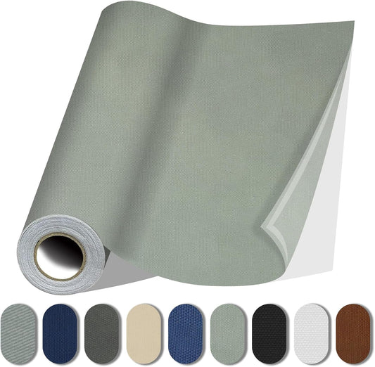 Fabric Repair Patches, 17X79 Inch Canvas Self-Adhesive Fabric Patches Tape Durable, DIY Large Canvas Repair for Sofa, Couches, Furniture, Chair, Clothing （17X79 Inch, Grey）