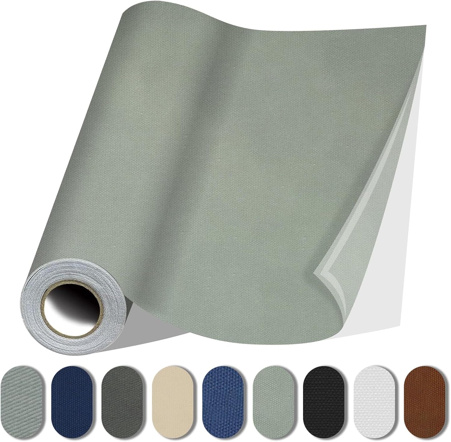 Fabric Repair Patches, 17X158 Inch Canvas Self-Adhesive Fabric Patches Tape Durable, DIY Large Canvas Repair for Sofa, Couches, Furniture, Chair, Clothing （17X158 Inch, Grey）