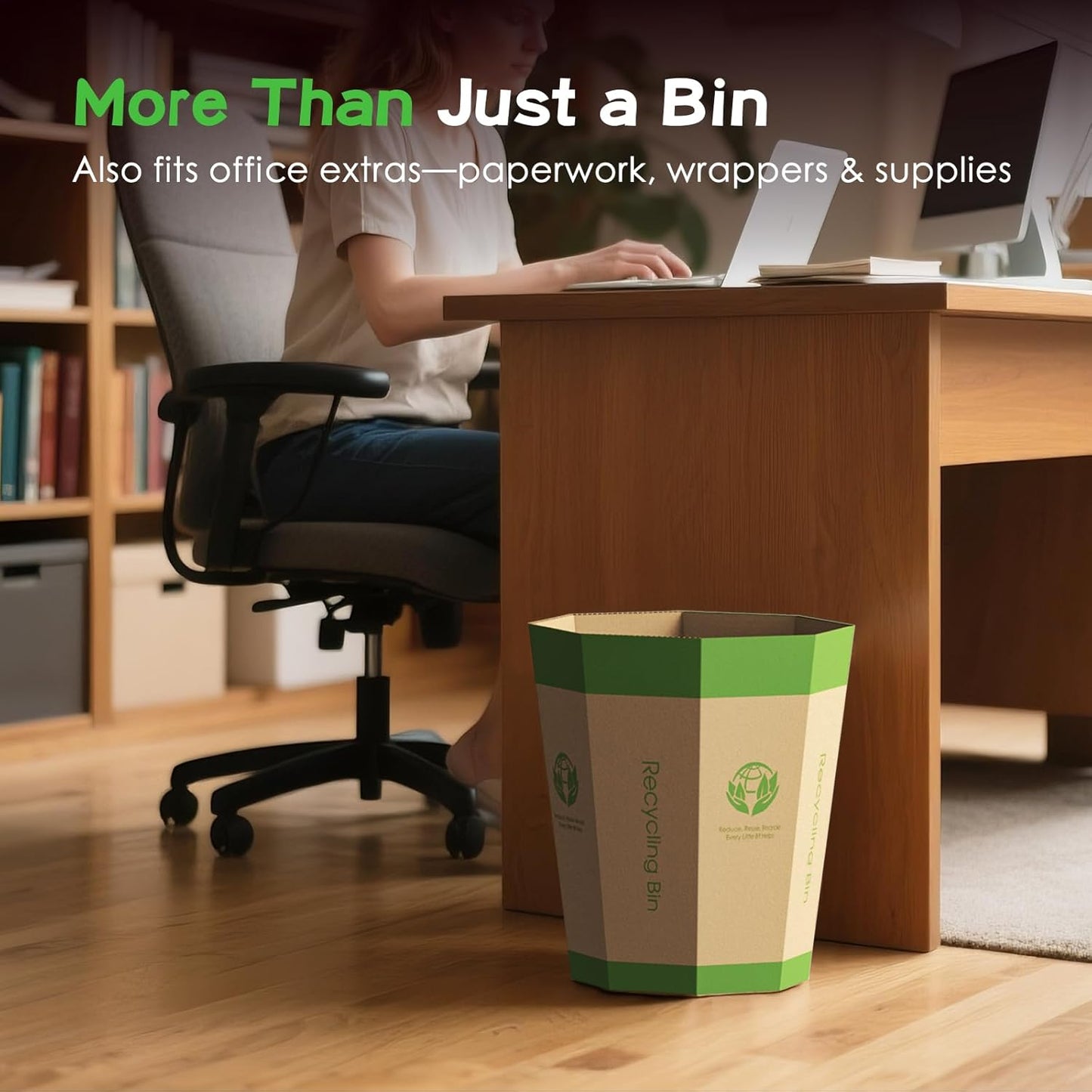 6-Pack Cardboard Trash Can – Foldable, Recyclable, Plastic-Free & Reusable Small Waste Paper Basket - Garbage Bin Perfect for Office, Bedrooms, Home, Events & Outdoor Activities (1.6 Gallon)