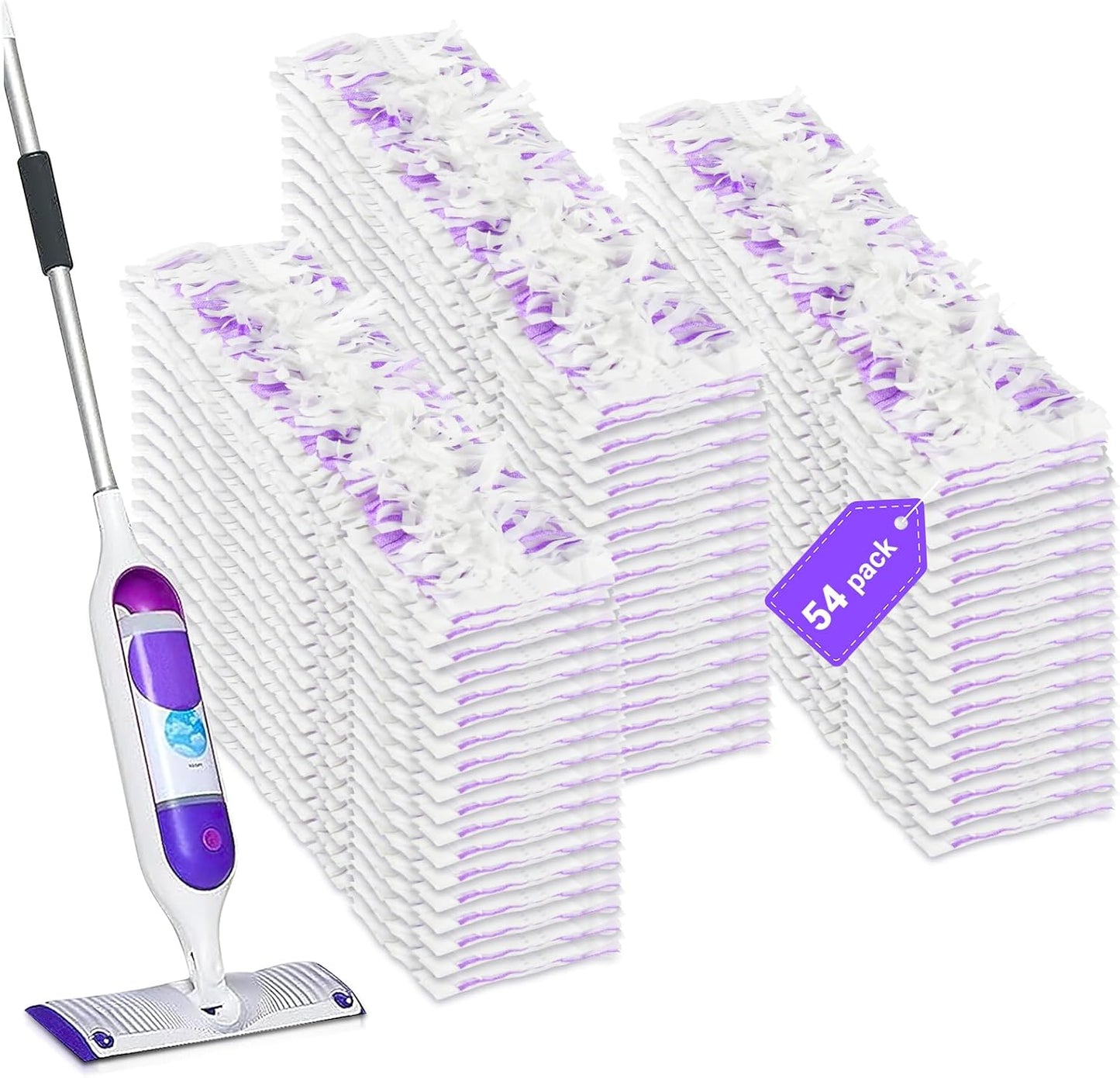 54 Count Disposable mop Pads Refills Compatible with Swiffer PowerMop Multi-Surface Mop and PowerMop Wood Mop, Replacement Pads Use for Floor Cleaning