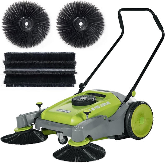 41" Industrial Walk-Behind Hand Push Floor Sweeper | Commercial 55L Large Capacity | 45000 SqFt/Hour | Indoor & Outdoor Use (Green)