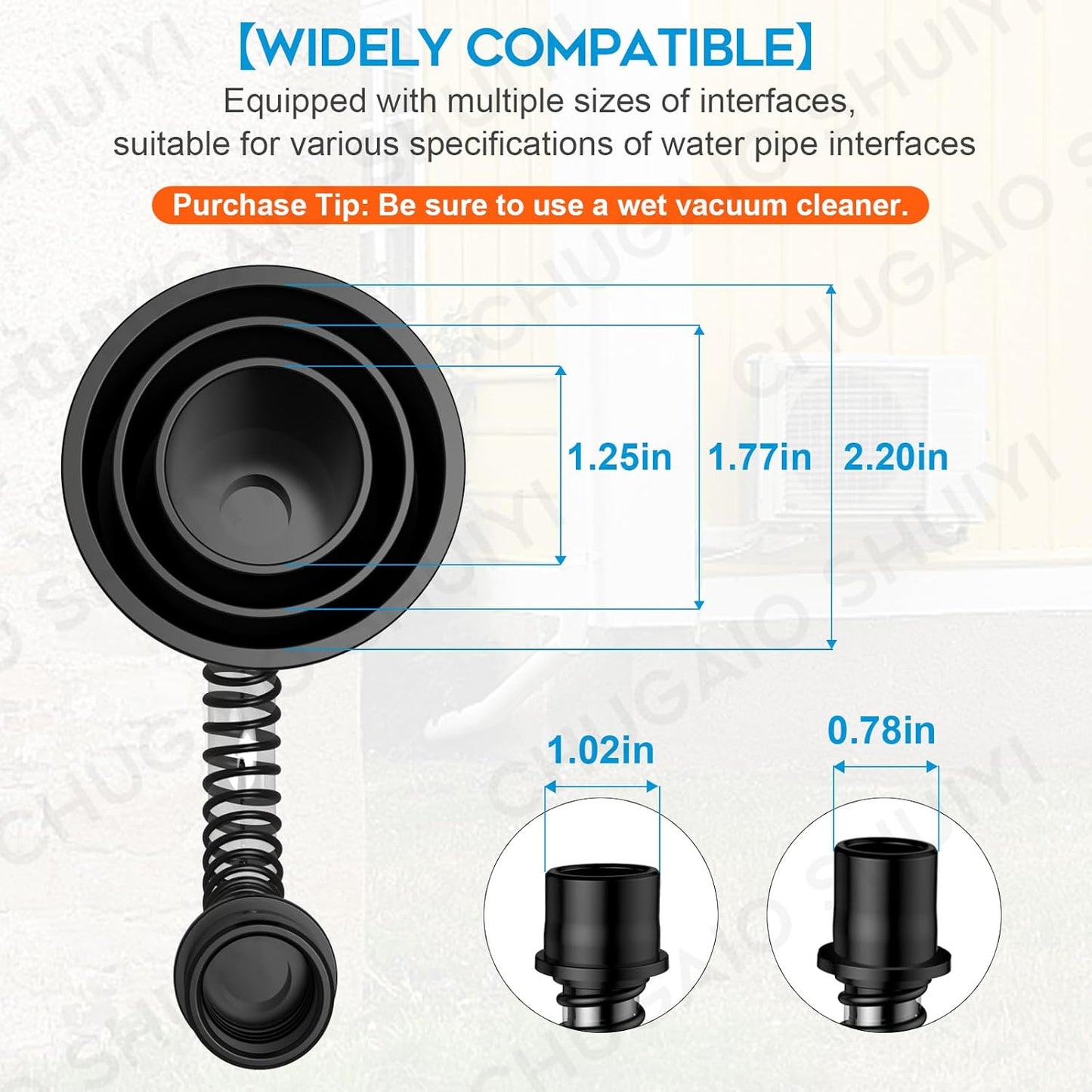 AC Drain Line Cleaner；AC Drain Line Cleaner Adapter Evacuates & Unclog AC Drain Line - HVAC to PVC AC Drain Line Cleaner Tool - Universal Fit AC Drain Line Unclogger - AC Drain Line Cleaning Tool