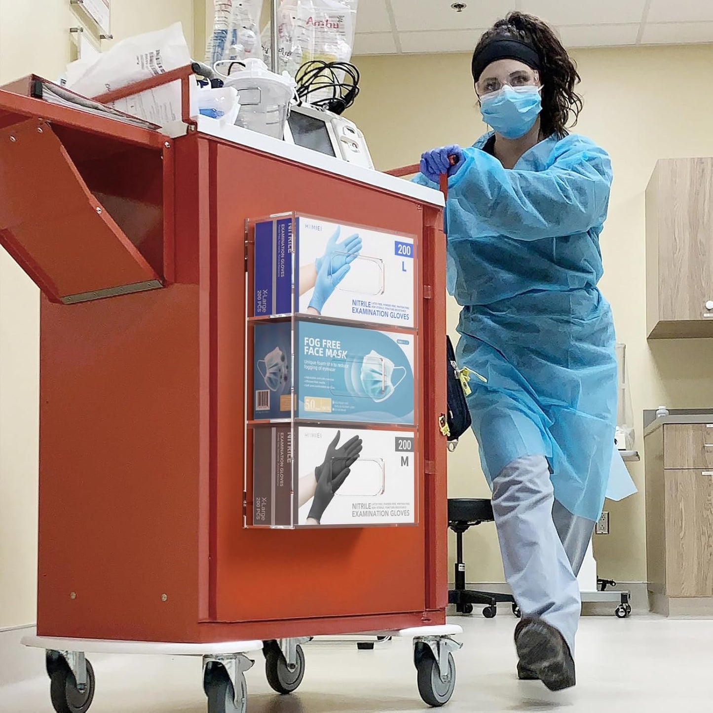 HIIMIEI Glove Holder for Wall Mount: Magnetic Gloves Box Holder, Acrylic Disposable Rubber Latex Glove Dispenser