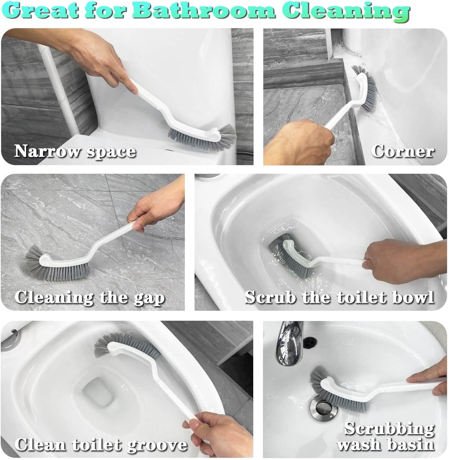 2Pcs Cleaning Brushes, Multi-Purpose Right Angle Brush Scrubbing Kitchen Bathroom Deep Cleaning Edge Corner Crevices Grout Scrub Dish Pot Sink Dishwasher Shower Washbasin for Household Use.