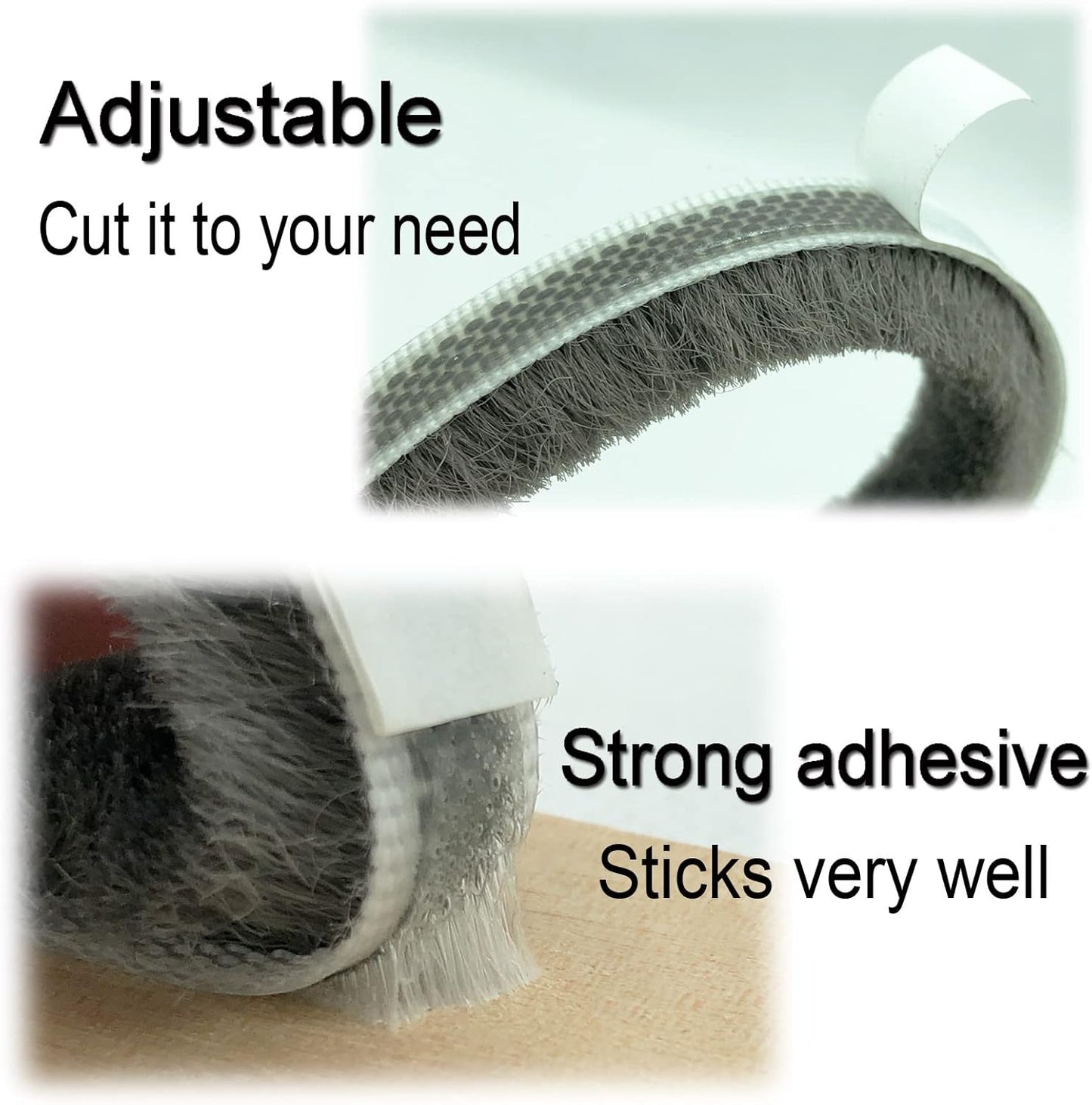 Door Sealer Weather Stripping for Sliding Window Frame Seal Strip, Pile Brush Self Adhesive Weatherstrip Sealer Soundproofing (80ft x11/32 Backing x 11/32 Brush inch, Grey)