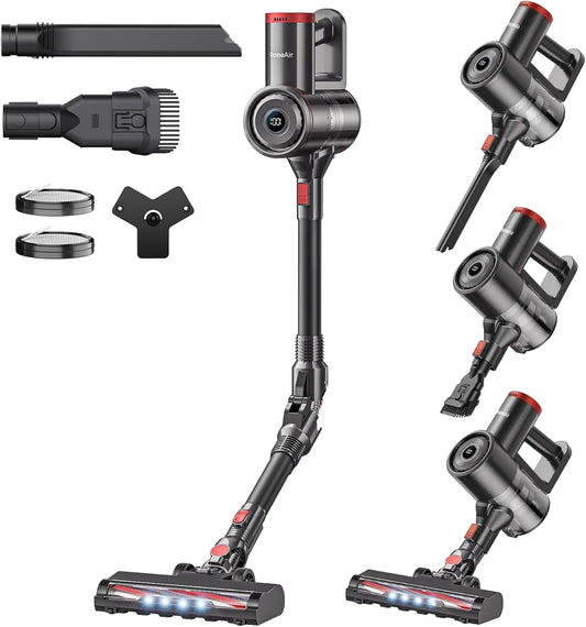 Cordless Vacuum Cleaner with Back-Saving&Self-Standing,Upright Vacuum Cleaners for Home,Anti-Tangle,Powerful Suction,Stick Vacuum Cordless Rechargeable for Hard Floors,Carpets,Pet Hair,Car