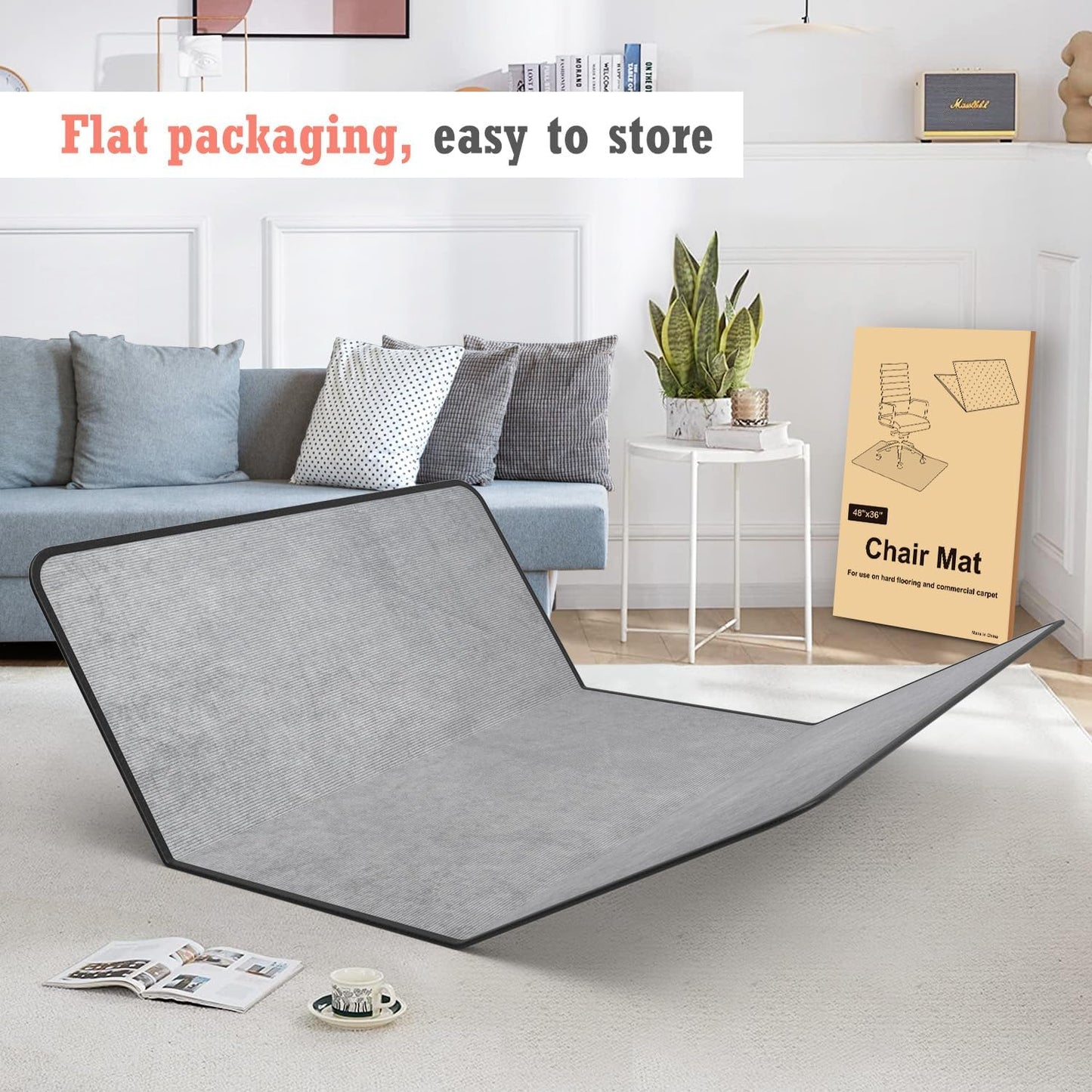 Heavy Duty Office Chair Mat for Carpet and Hardwood Floor Bohemian Desk Chair Mat Rug 36'' x 48'' Corduroy Surface Floor mats for Office Home