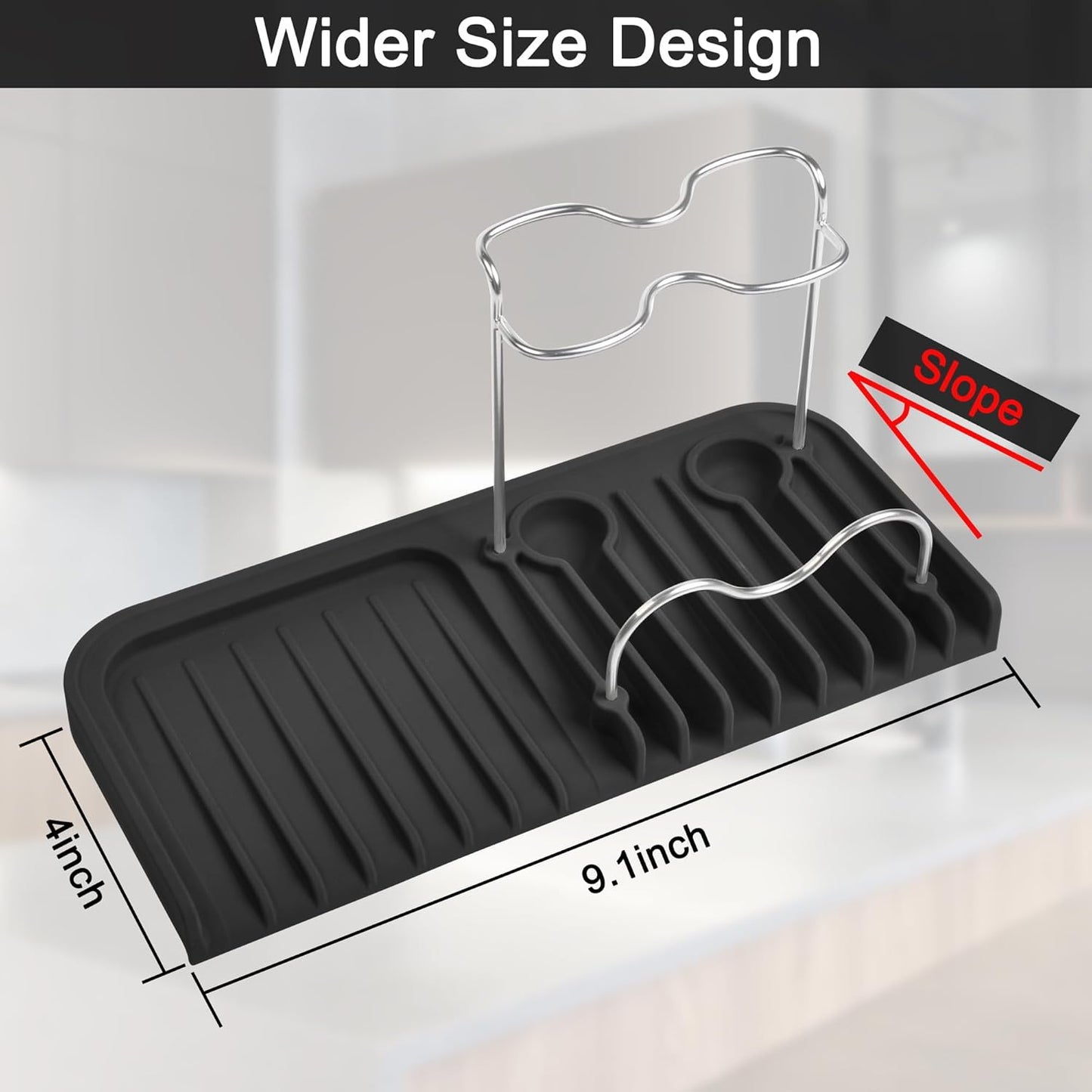 Gosmol Silicone Sponge Holder Rack Dish Soap Holder for Kitchen Counter, Waterproof Sponge Soap Tray for Kitchen Sink Bathroom, Multipurpose Sink Caddy Organizer for Soap Dispenser Black