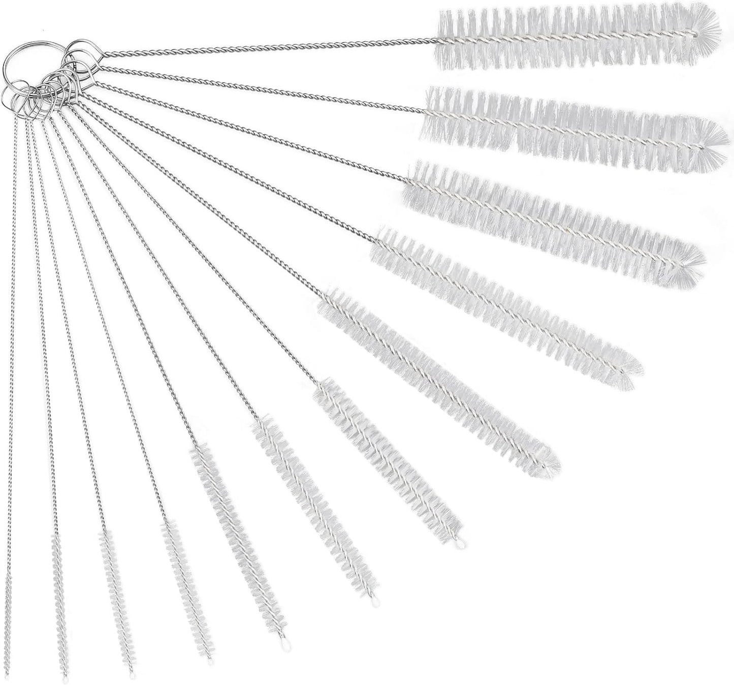 Straw Cleaner Brush Set, 12-Piece 11.8 Inch Long Botthle Cleaning Brush, Nylon Tube Brush Kit for Straws on Tumbler, Water Bottle, Sippy Cup and Pipes, Tubes or Tea Pot Spout