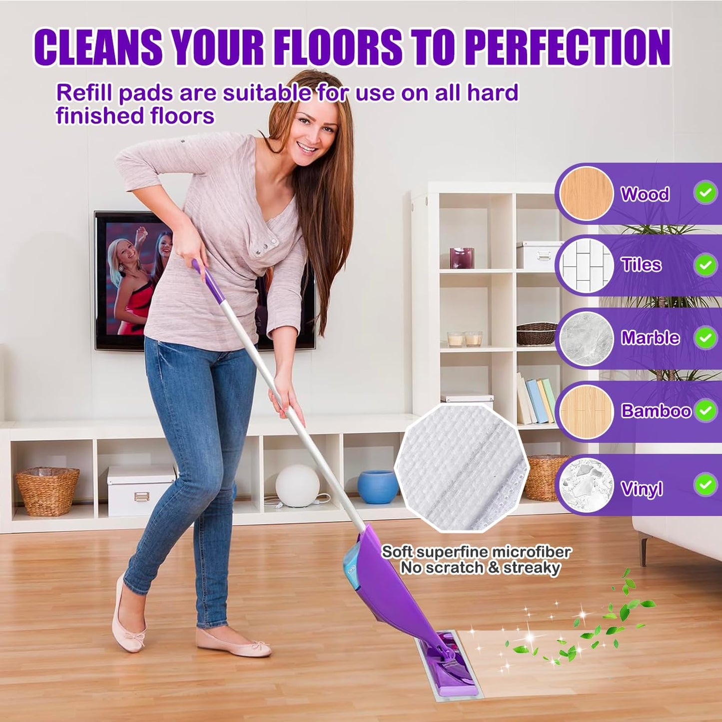 40 Pack Disposable Mop Pad Refills for Wet Jet Spray Mop Pads, Wet Jet Pads for All Purpose Multi-Surface Hardwood Floor Cleaning, 4 Layers Thickened Durable and Heavy Duty Absorbent