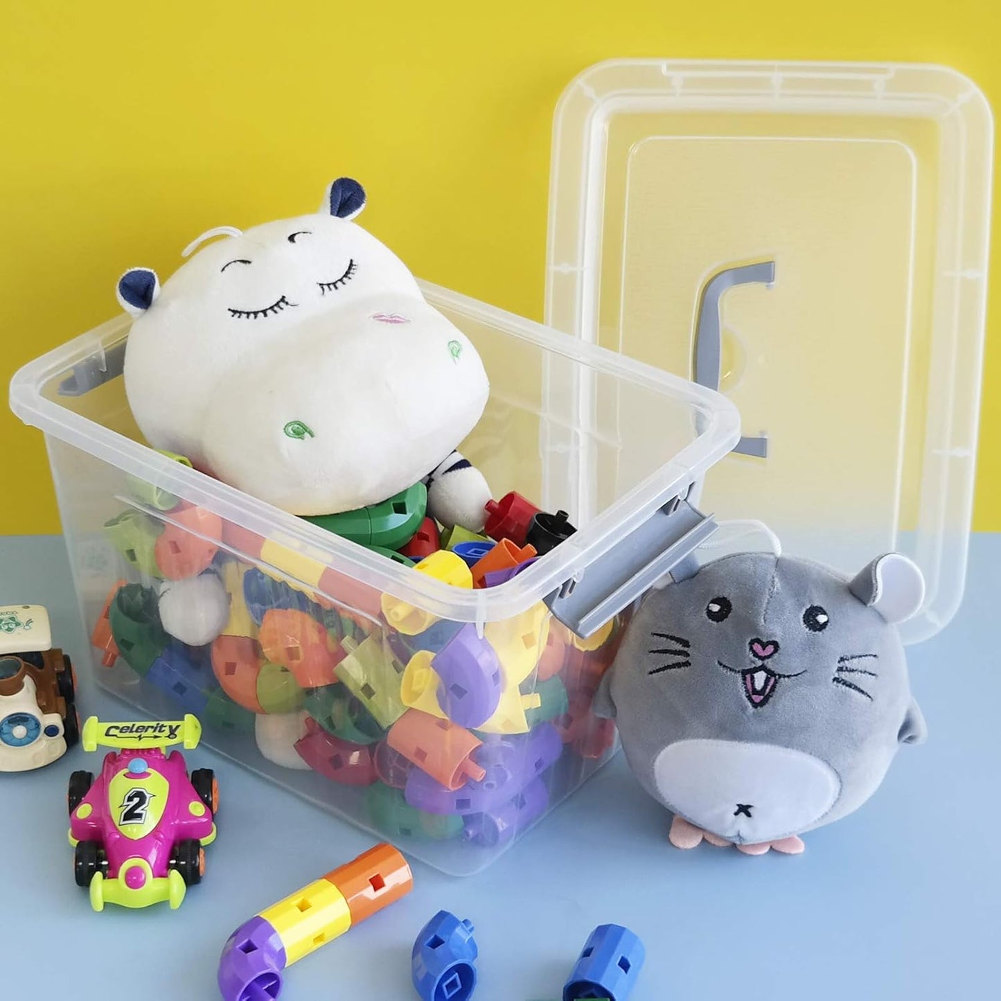 4-Pack Clear Plastic Storage Latch Box with Lids, 10 L