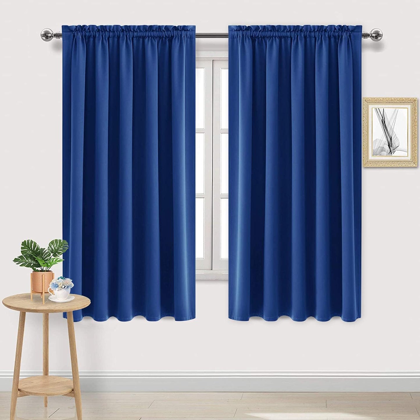 DWCN Blackout Curtains for Bedroom – Rod Pocket Thermal Insulated Noise Reducing Noise Reducing Drapes for Living Room, W 60 x L 63 Inch, 2 Panels, Classic Blue