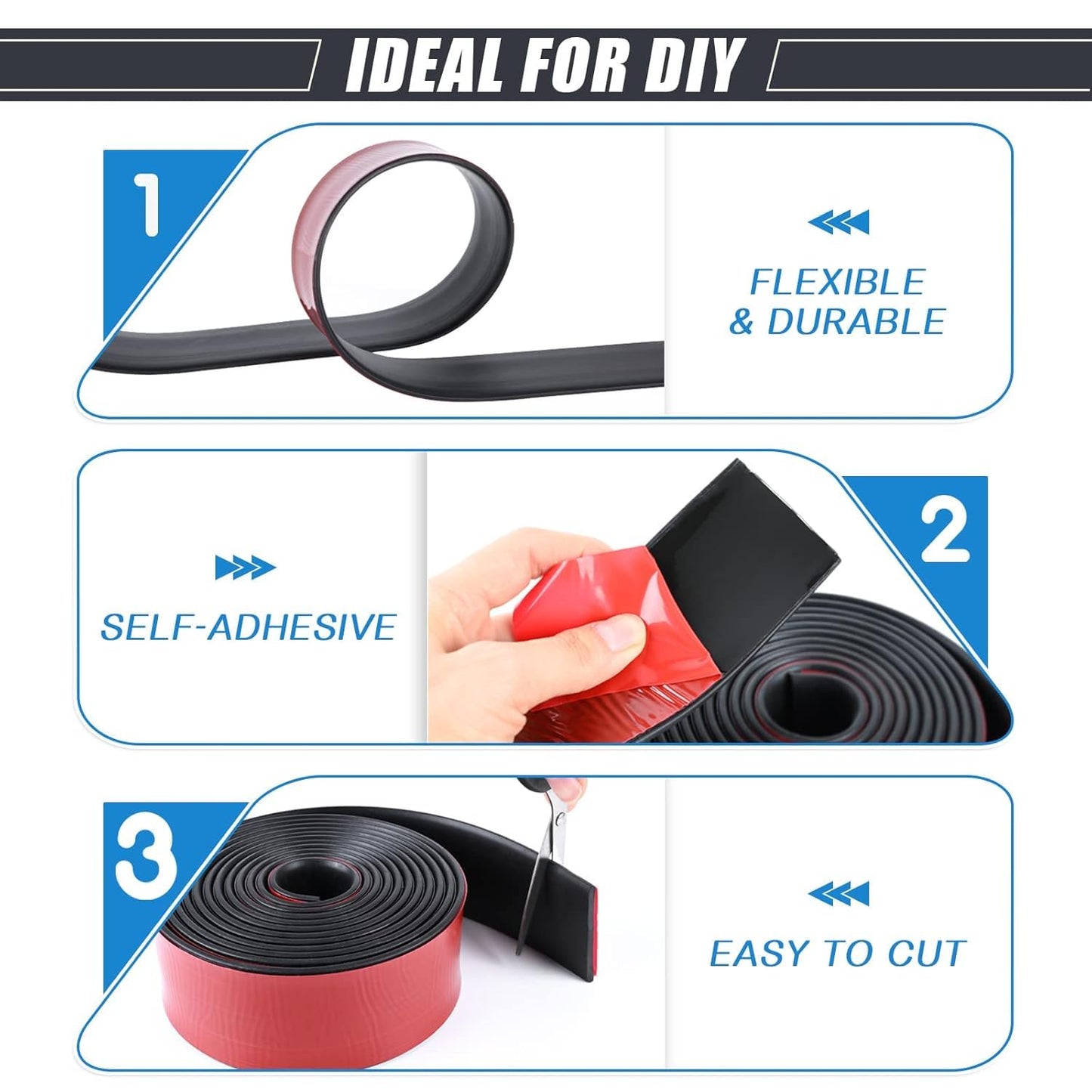 Adhesive Rubber Strips Neoprene Rubber Sheets, Rolls & Strips with Adhesive Backing Rubber Pads Self Stick Seal Rubber Gasket Adhesive Back for Matting Padding - 1" Wide x 1/8" Thick x 20' Long