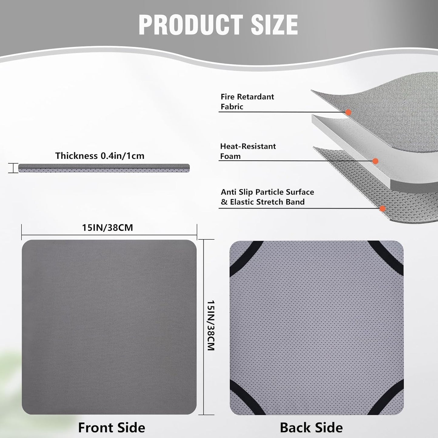 BetterSub Heat Press Mat, 15'' x 15'' Thick Heat-Resistant Foam for Protective Heat Transfer Machine Replacement Pad, Washable Base for HTV Craft Vinyl Ironing Insulation Transfer