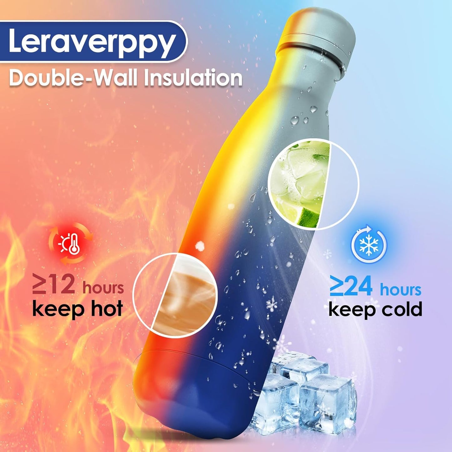 17oz Cola-Bottle Shaped Stainless Steel Leak-proof Water Bottle,Double Wall Vacuum Insulated Metal,Travel Mug For Sports Indoors & Outdoors,BPA-Free Kids Flasks,Green Blue(4Pack)