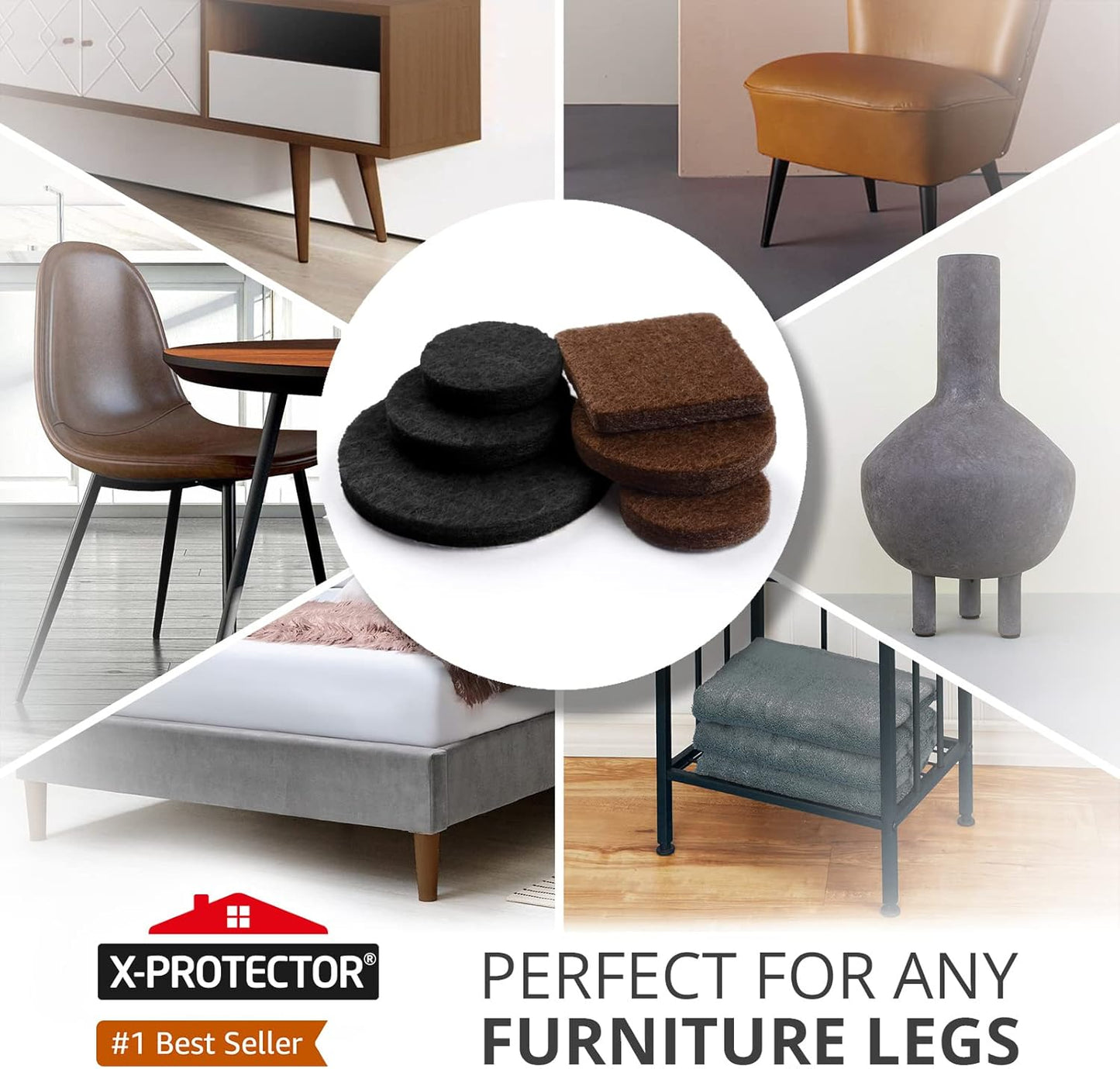 235 pcs Felt Furniture Pads Brown & Black X-Protector! Huge Quantity of Furniture Pads for Hardwood Floors – Your Ideal Wood Floor Protectors for Furniture. Protect Any Type of Hard Floor!