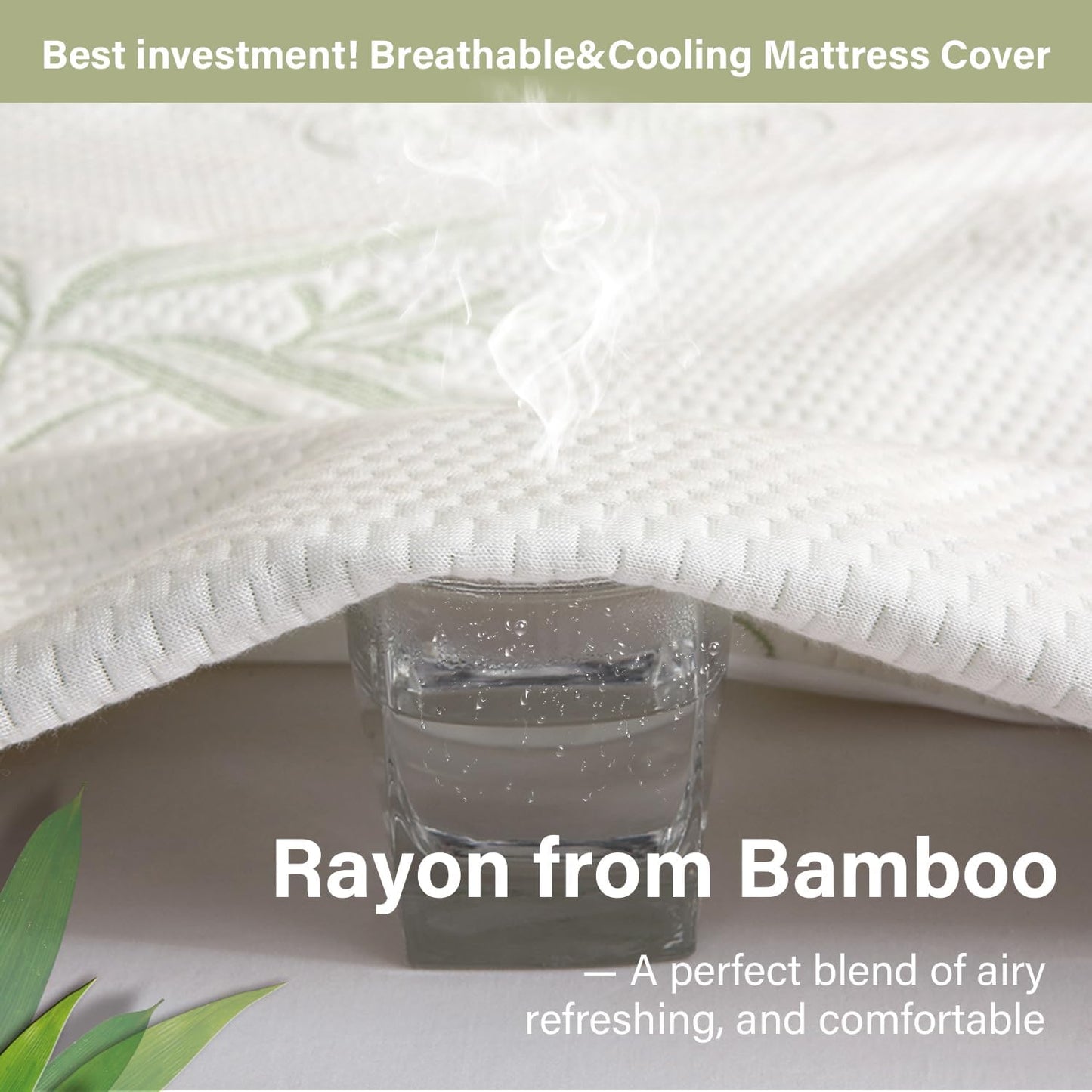 California King Mattress Protector Waterproof Mattress Pad Washable Bamboo Rayon Mattress Cover Breathable Noiseless Bed Protector 5" - 21'' Elastic Fitted Deep Pocket
