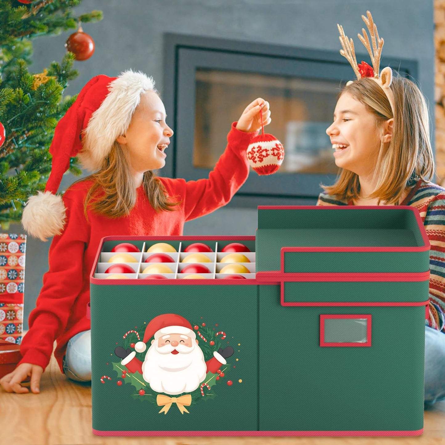 Christmas Ornament Storage Box Christmas Ornament Storage 128 Ornaments Slots 600D Oxford Material Christmas Ornaments Organizer Containers with Handles Holiday Organizer Storage Box