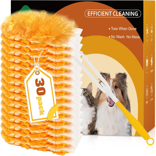 360° Heavy Duty Duster Refills for Swiffer Duster,30 Pack & 1Handle 4X Faster Electrostatic Deep Duster Kit for Cleaning, Pet Hair, Blinds & Car Vents,Lasts 2+ Months, Eco-Friendly & Gift-Ready