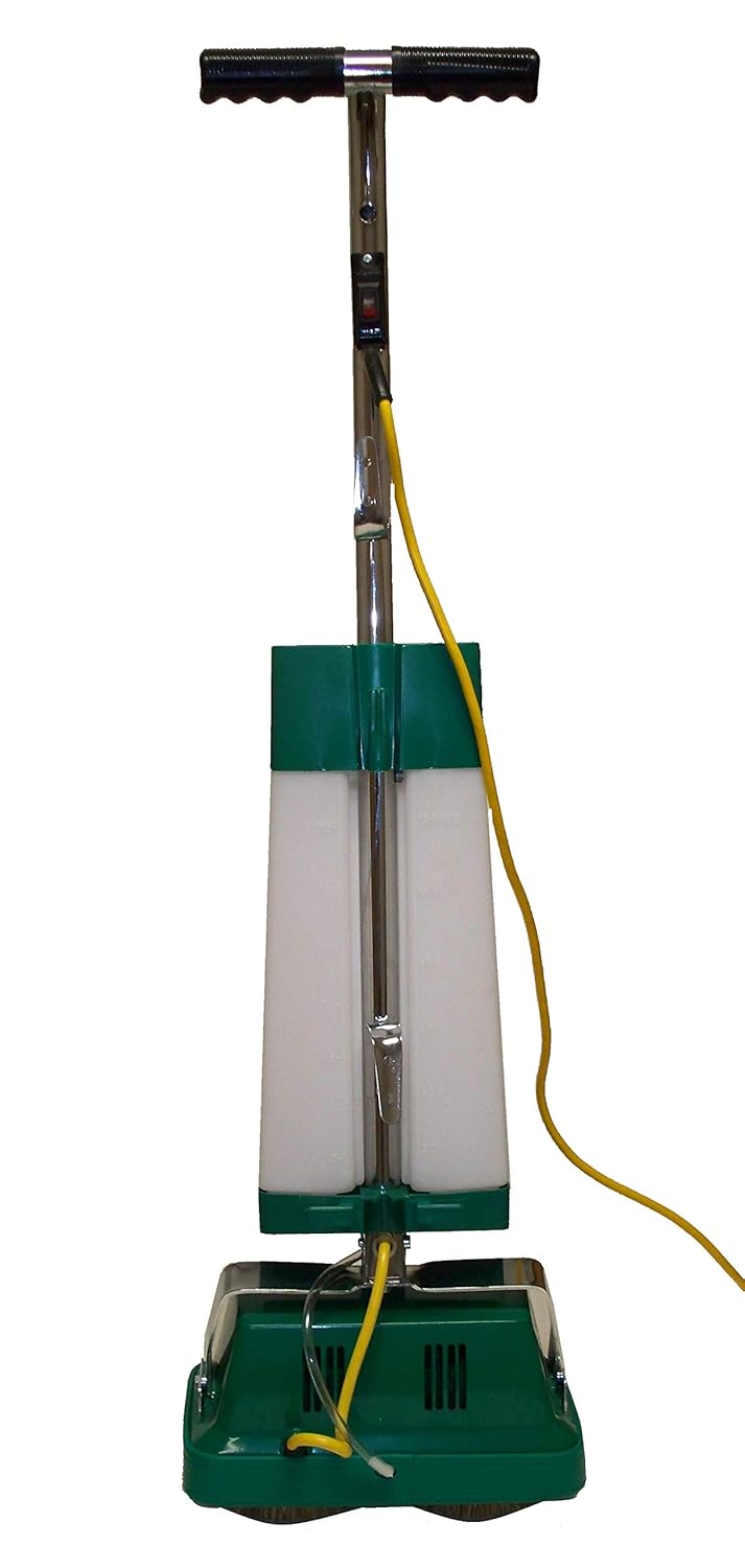 BiSSEll BigGreen BGFS5000 Portable Two Brush Floor Scrubber & Polisher, 13" W x 7" D x 44" H, White & Green