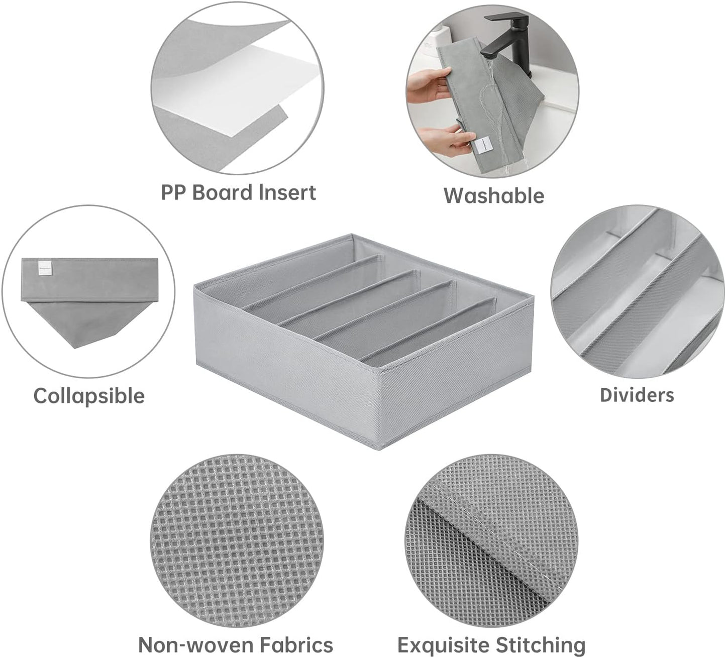 4 Packs Wardrobe Clothes Organizer,5 Grids Washable Portable Closet Organizer Storage Box Foldable Closet Drawer Organizer for thicker Scarves,Leggings,Long sleeve shirts（32 * 30 * 11）