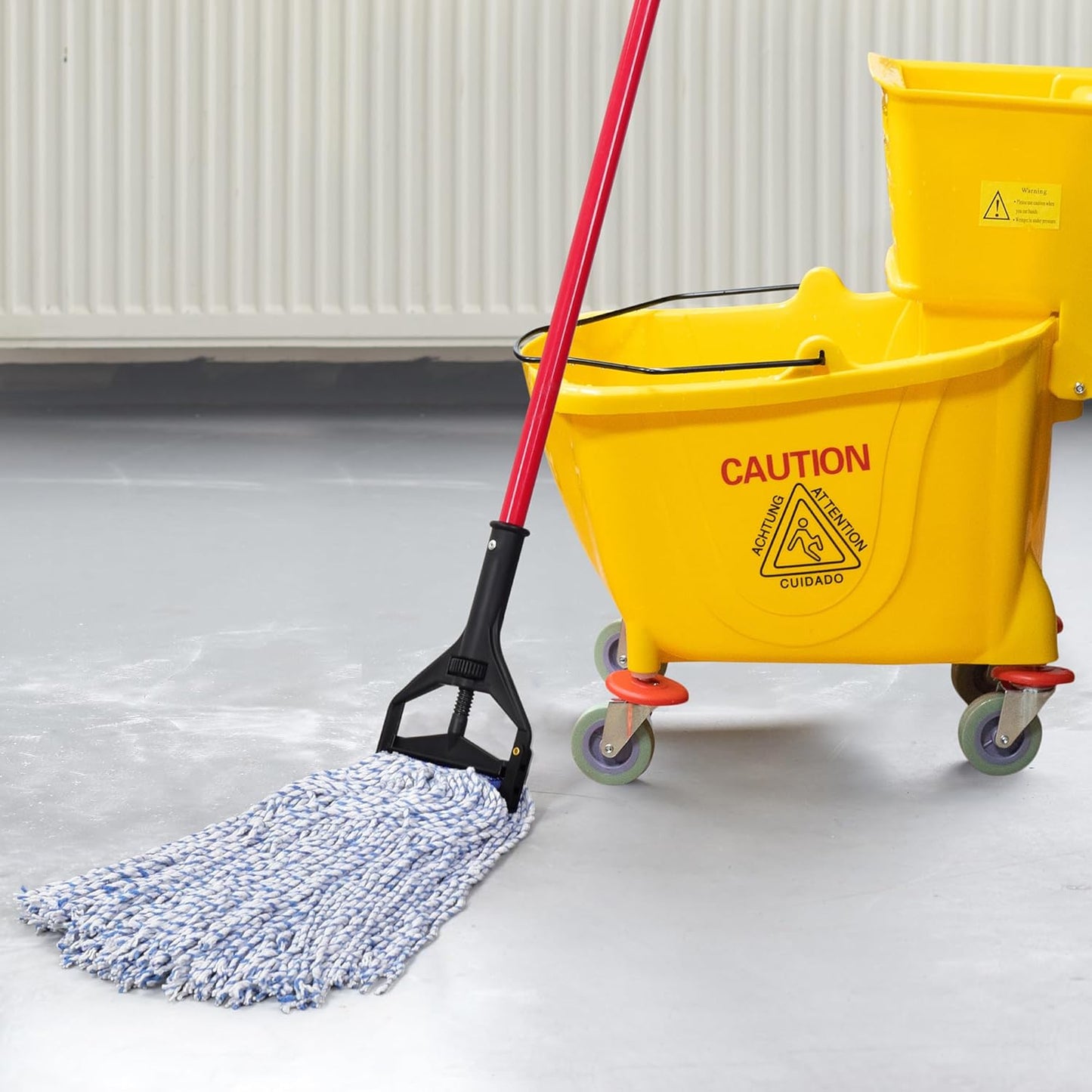 MATTHEW CLEANING Looped-Open Cotton Wet Mop 1.25'' Universal Headband Heavy Duty Commercial Mop Head Replacement for indoor and outdoor Use,Grease Stain Floor Cleaning String Mop Head Refill Pack of 6