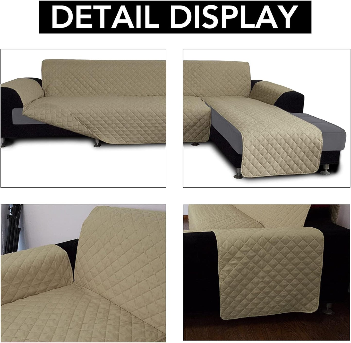 Easy-Going Sofa Slipcover L Shape Sofa Cover Sectional Couch Cover Furniture Protector Mat for Pets Dog Cat (X-Large, Beige/Beige)