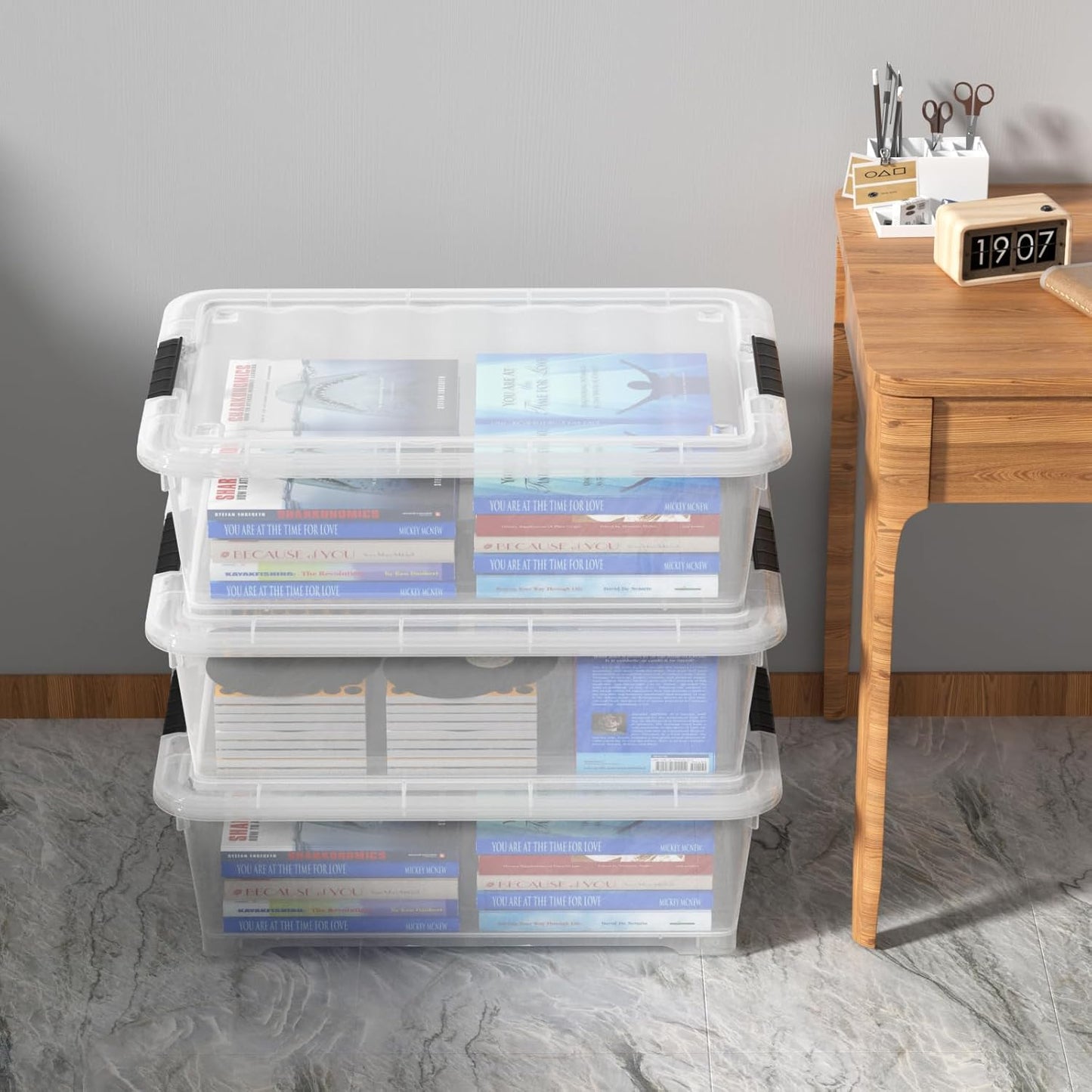 20L Under Bed Storage Containers, Closet Organizers and Storage Bins, Under Bed Storage Box with Wheels, Set of 4