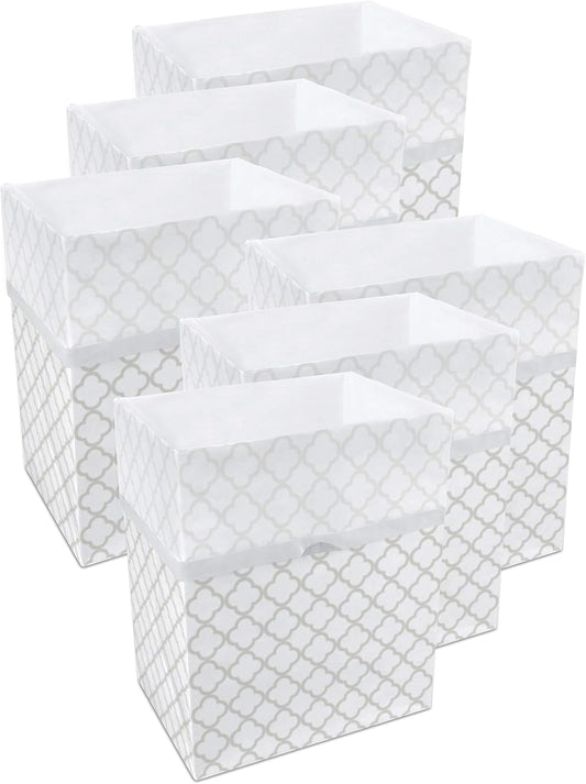 13 Gallon Disposable Pop-Up Trash Cans (6-Pack) with Fitted Bags – Foldable Garbage & Recycling Bins for Parties, Events & Kitchen (Trellis, 17" H x 13.5" W x 10" D)