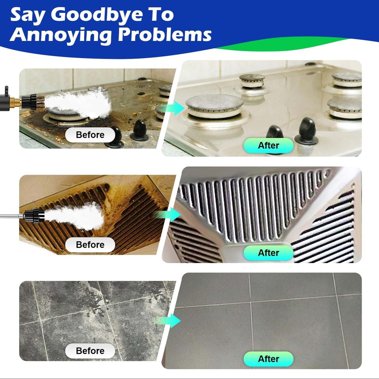 Handheld Steam Cleaner,2500W High Temperature High Pressure Steam Cleaner with 3 Brush Heads, Portable Steam Cleaner with 1.5L Tank For Car Detailing Kitchen Bathroom Floors