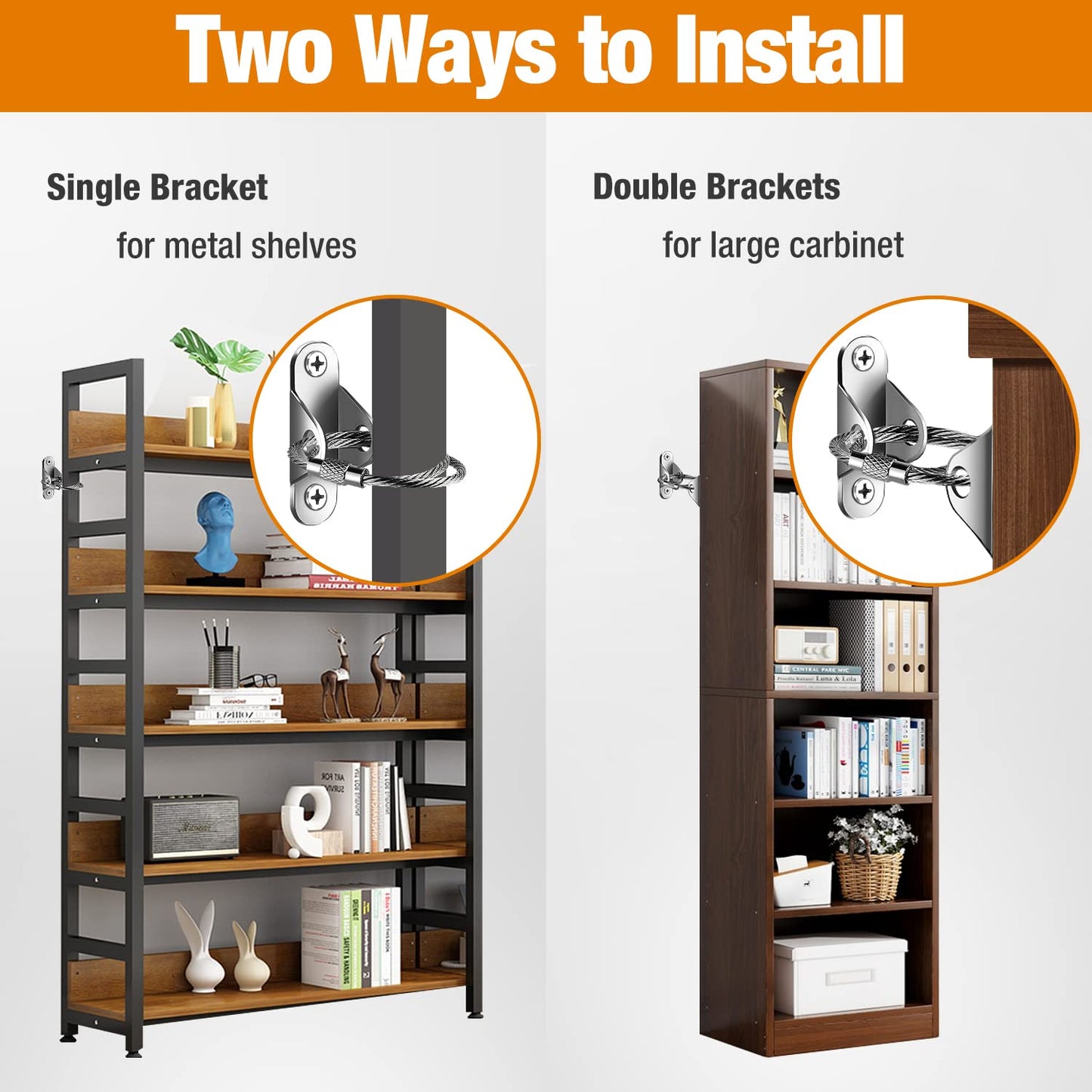 Furniture Anchors (10 Packs) Anti Tip Furniture Anchors for Baby Proofing, Furniture Wall Anchor Earthquake Straps for Furniture Dresser Wall Safety Anchor Furniture Fasteners to Wall, Silver