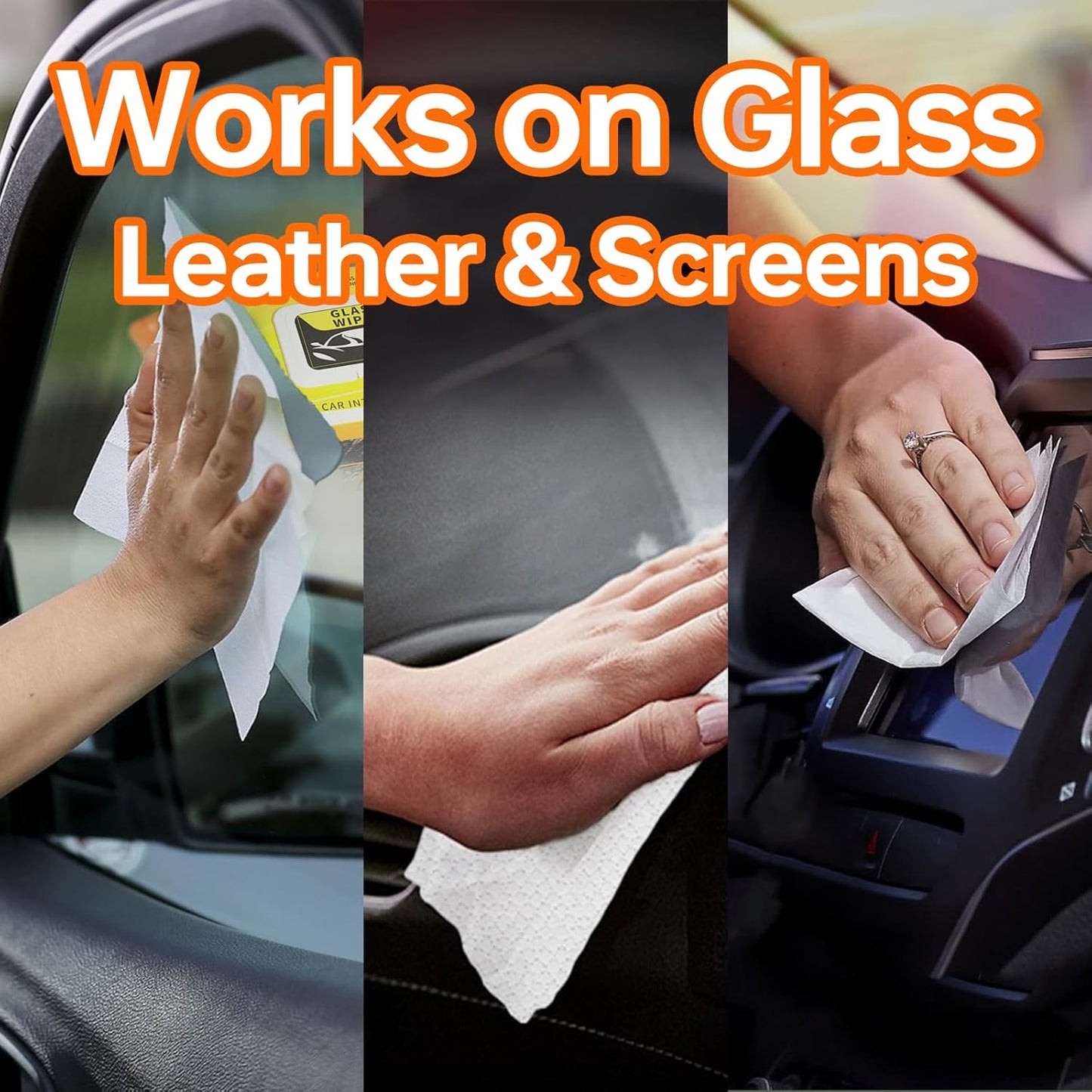 Car Wipes Extra Large 8" x 8" Car Interior Cleaning Wipes Leather Wipes For Car Car Glass Wipes Cleaning Wipes Interior Cleaning For Cars Trucks Jeeps And More 70 Count Each (3 Packs)
