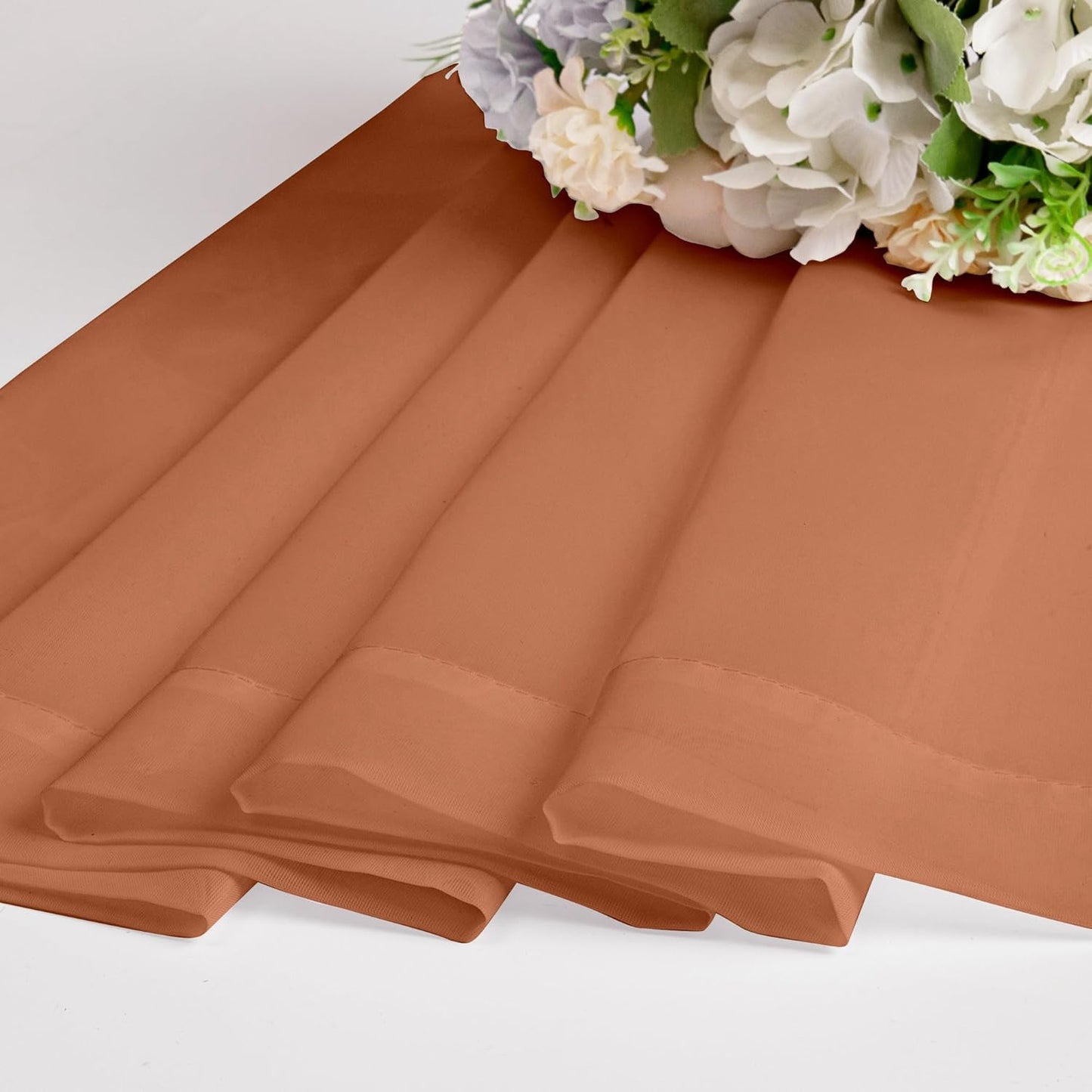 Chyhomenyc Orange Sheer Curtains 54 Inch Long 2 Panels, Short Voile Drapes for Dinning Small Windows Bathroom Living Room Bedroom, Rod Pocket, 42Wx54L Inches