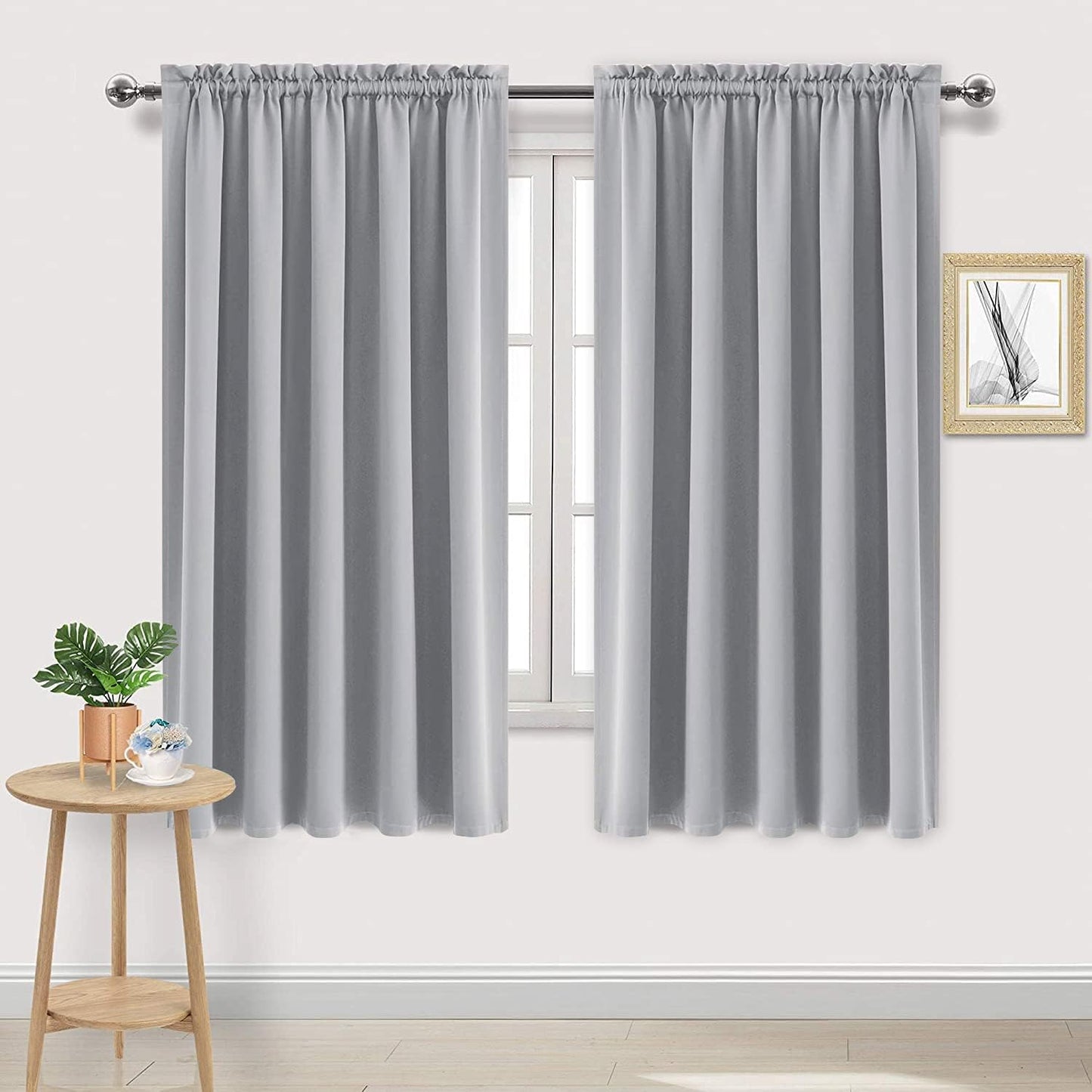 DWCN Blackout Curtains for Bedroom – Rod Pocket Thermal Insulated Noise Reducing Noise Reducing Drapes for Living Room, W 60 x L 63 Inch, 2 Panels, Silver Grey